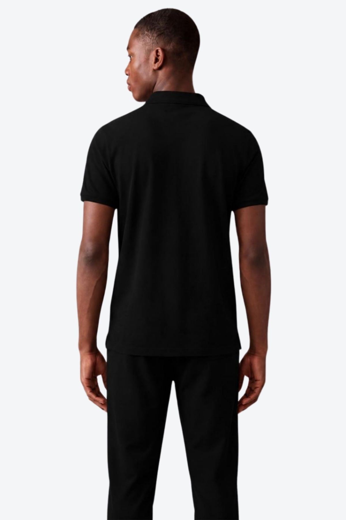 Kontür Jaguar Nakış Detaylı Slim Fit Erkek Polo Yaka Siyah T-Shirt