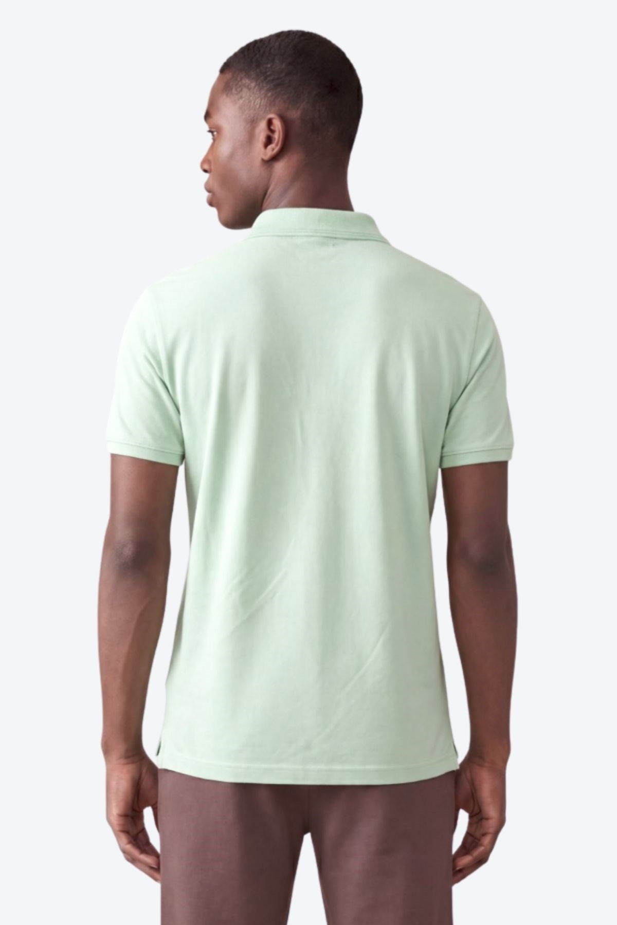 Kontür Jaguar Nakış Detaylı Slim Fit Erkek Polo Yaka Açık Yeşil T-Shirt