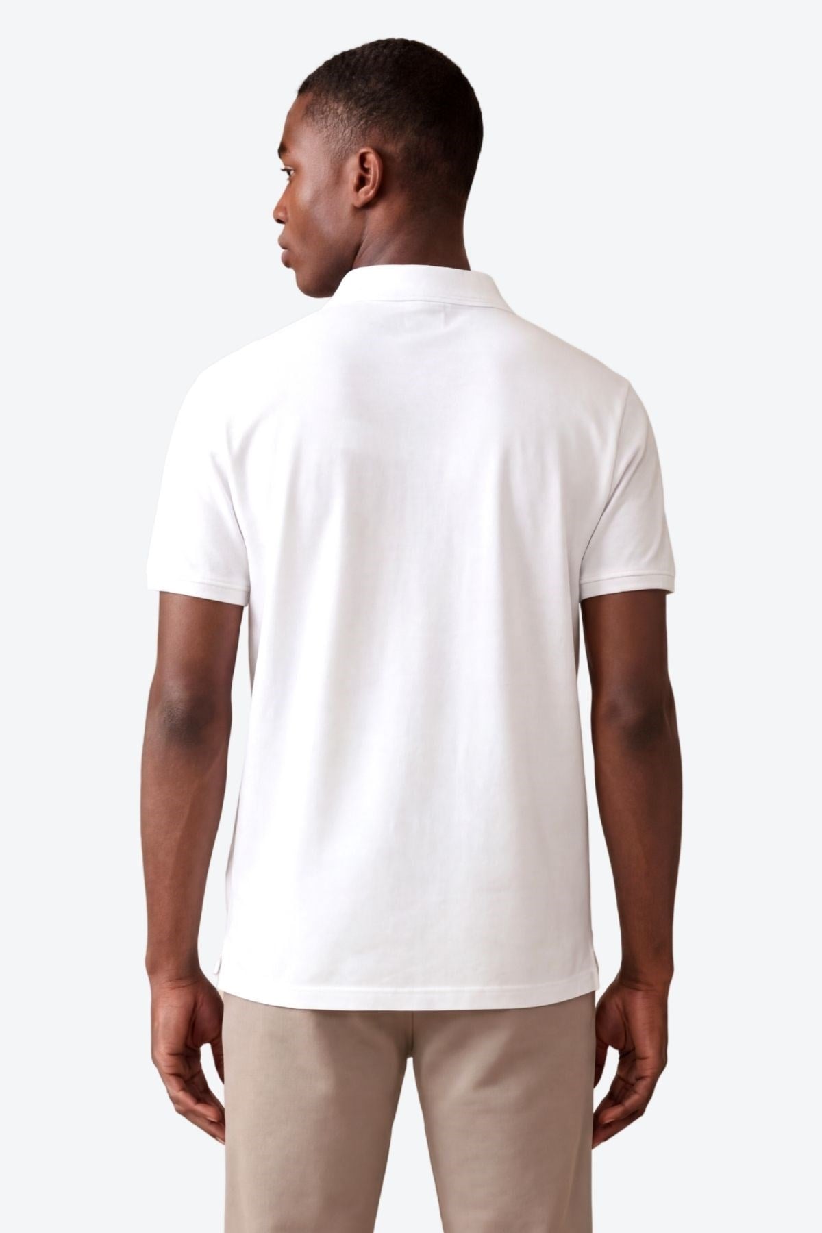 Kontür Jaguar Nakış Detaylı Slim Fit Erkek Polo Yaka Beyaz T-Shirt