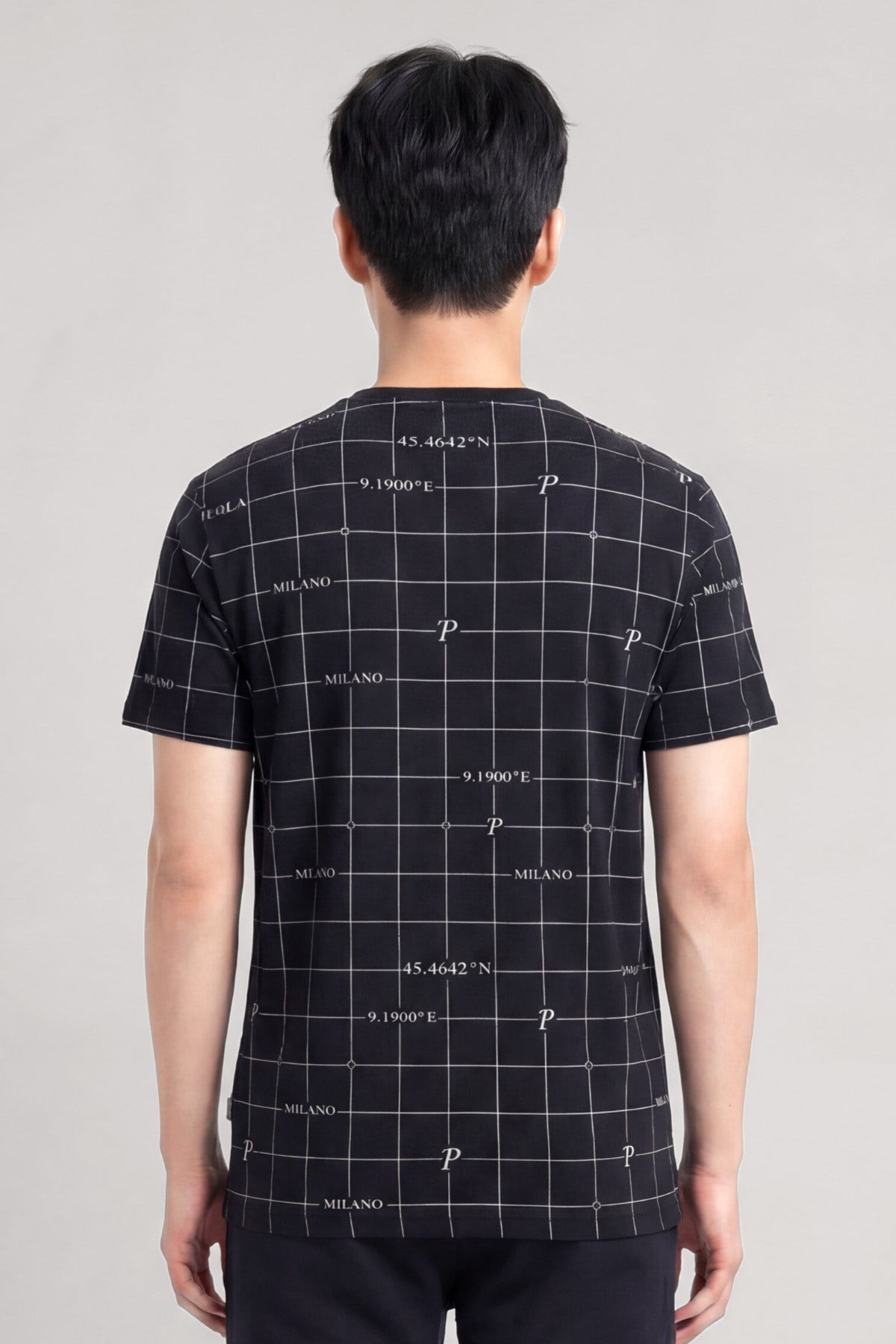 Milano Koordinat Baskı Detaylı,Bisiklet Yaka Slim Fit Erkek T-Shirt