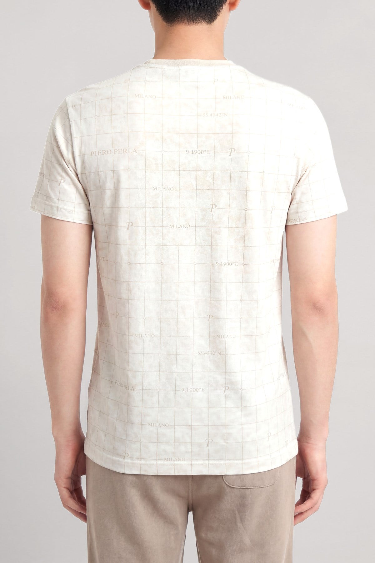 Milano Koordinat Baskı Detaylı,Bisiklet Yaka Slim Fit Erkek T-Shirt