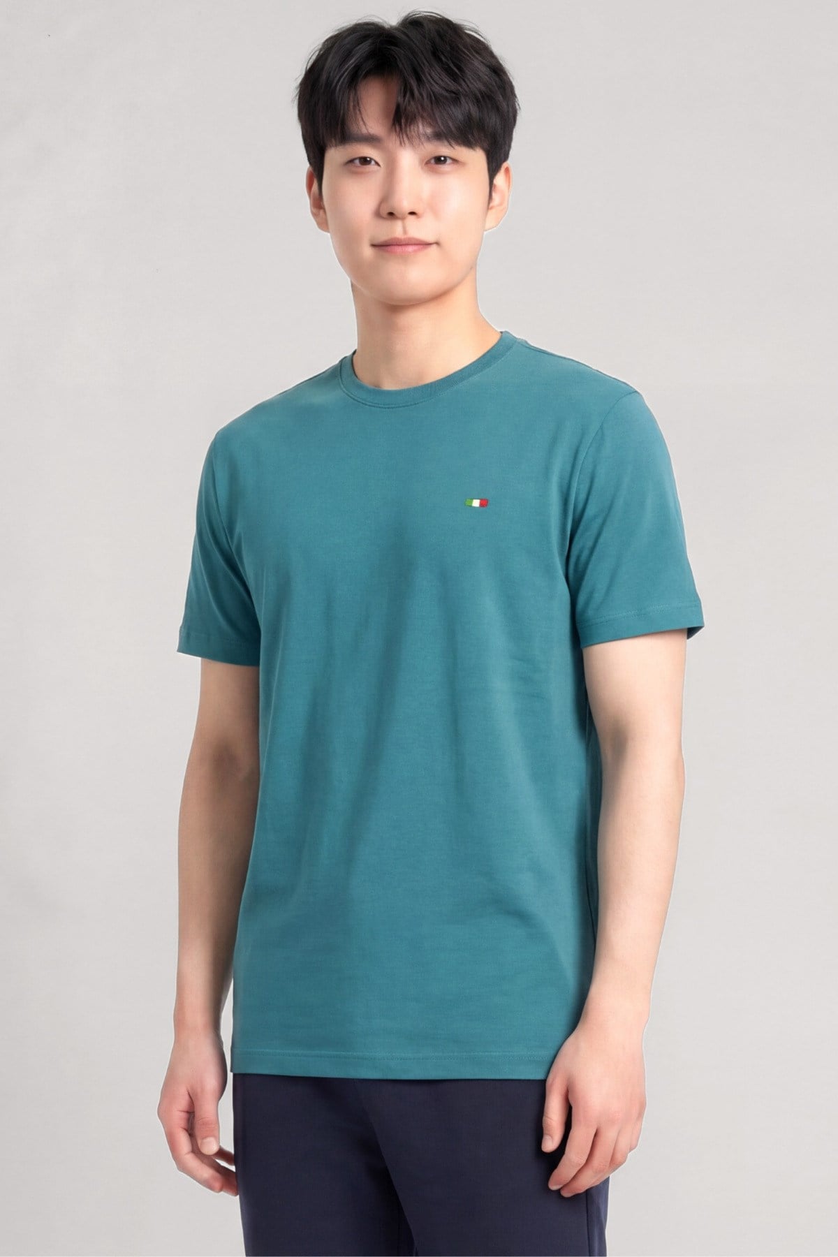 Nakış Detaylı Regular Fit Erkek Bisiklet Yaka T-Shirt