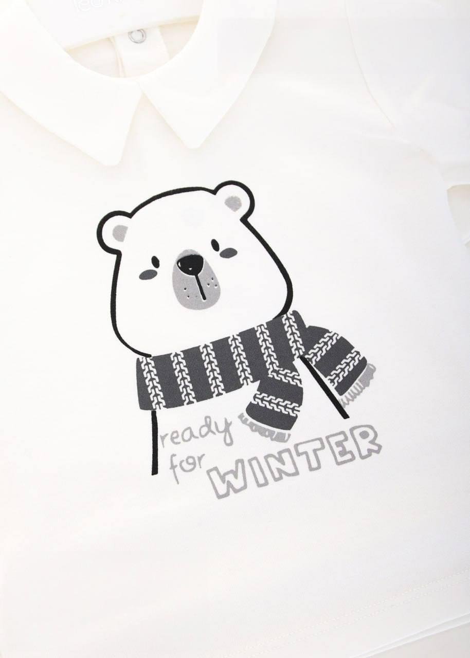 Erkek Bebek İçin  3'lü Kışlık Takım - Hırka, Pantolon ve T-shirt