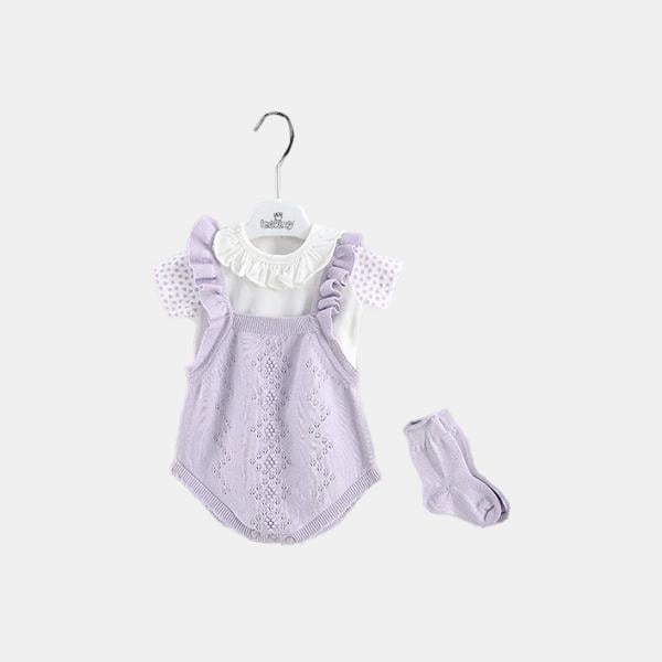 Kız Bebek Triko Body'li Salopet 2li Takım