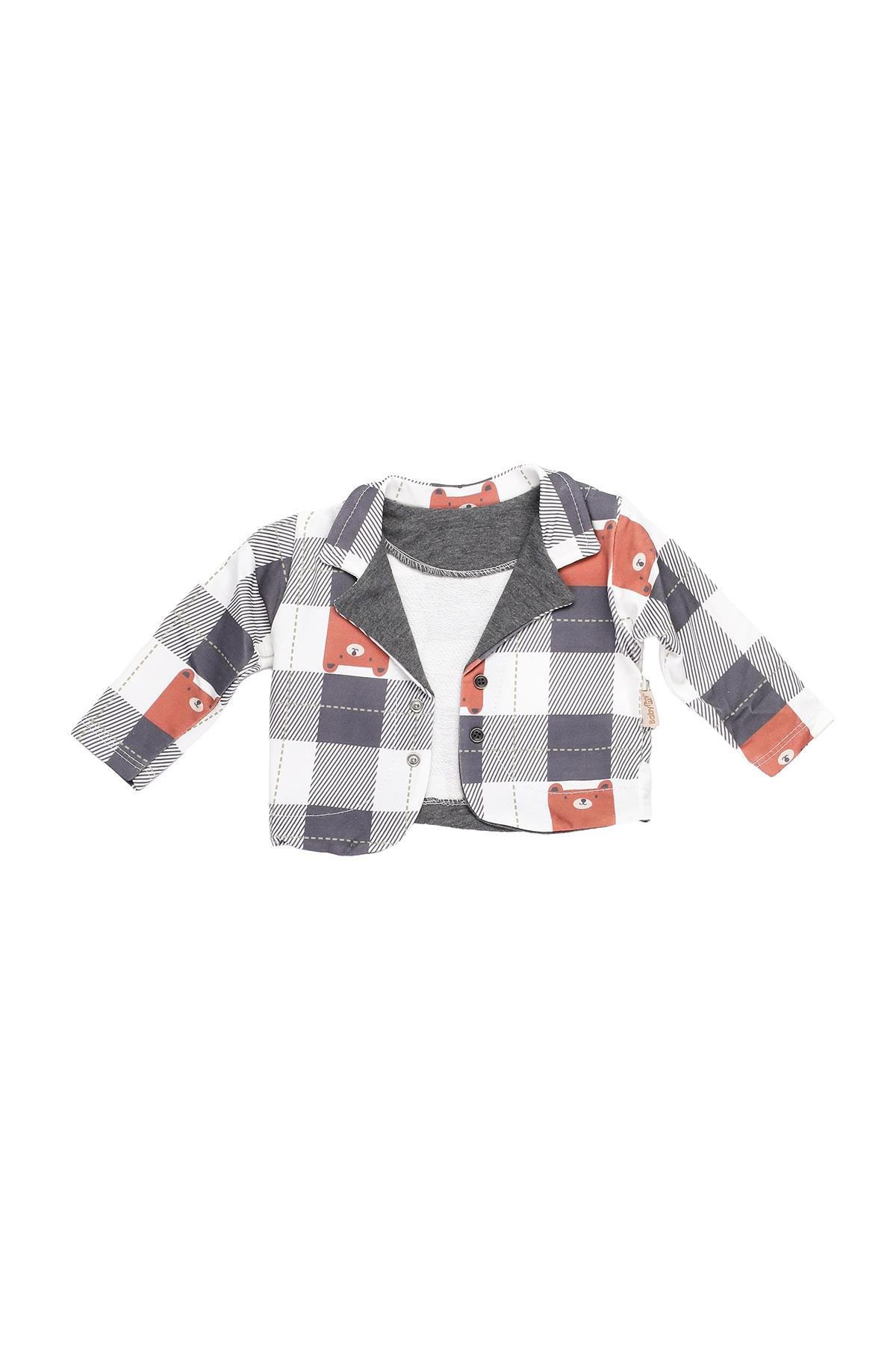 Mimbo Kids Erkek Bebek Ceketli ve Ayıcıklı 3'lü Takım