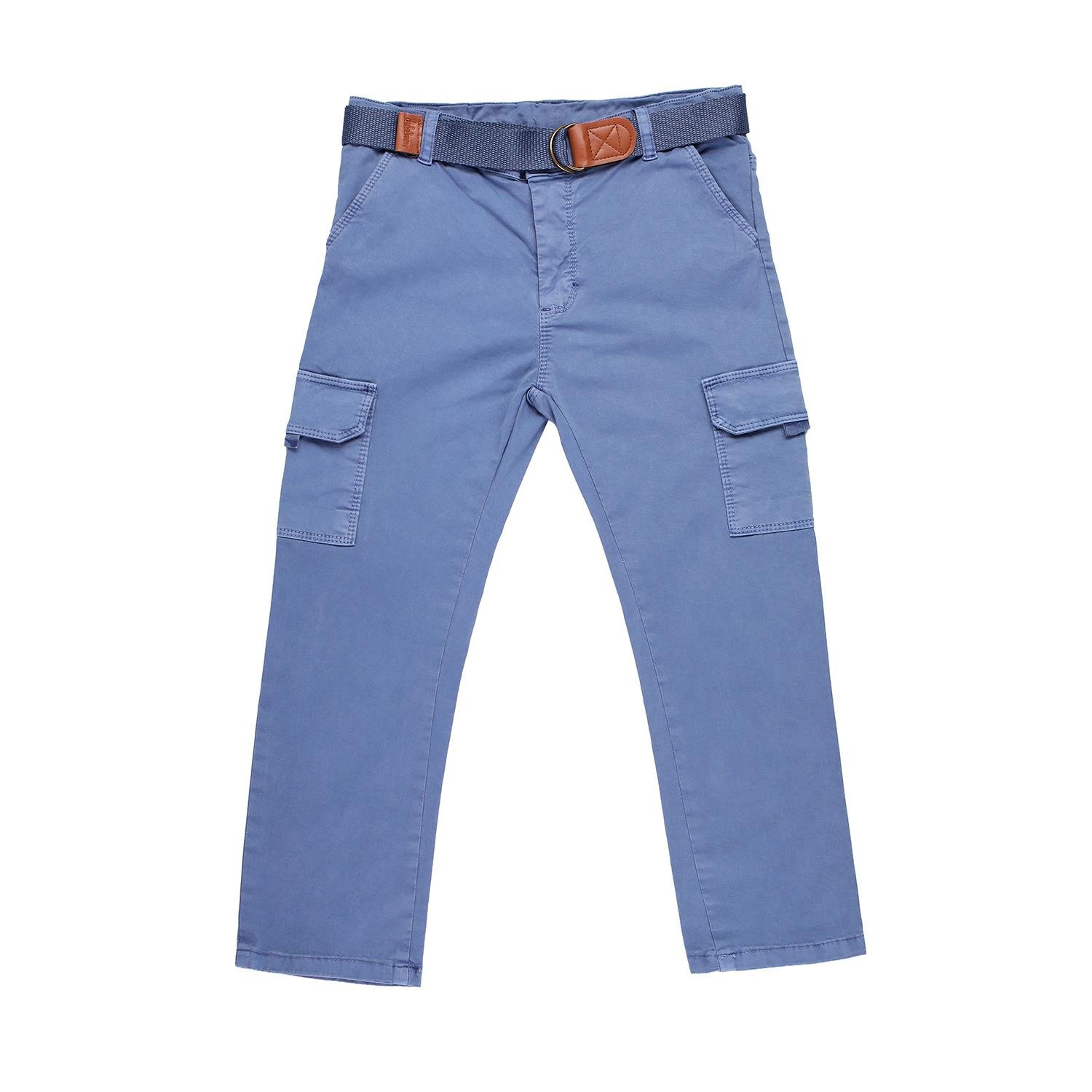 Mimbo Kids Erkek Çocuk Spor Gömlek Pantolon 2'li Takım - İndigo Mavisi ve Açık Mavi