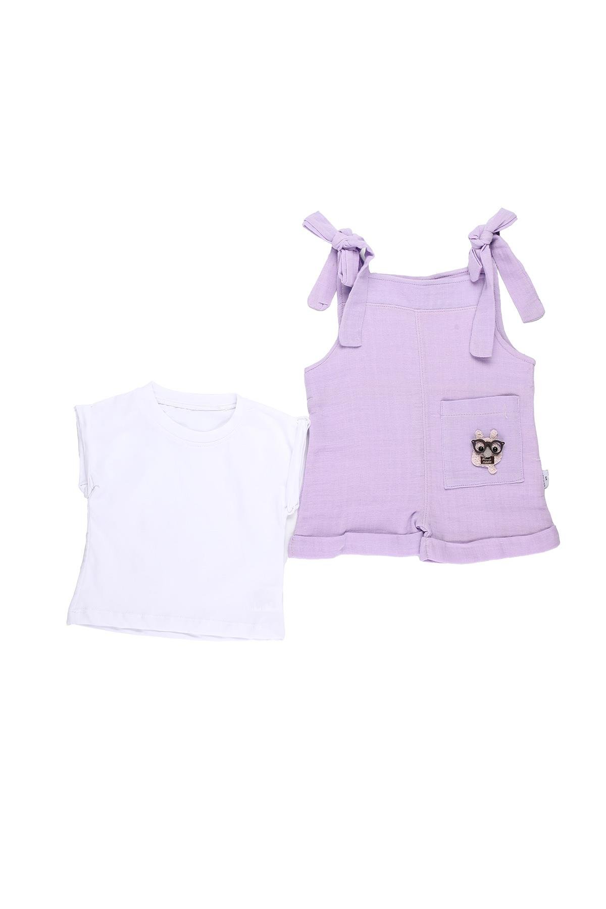 Mimbo Kids Kız Bebek Askılı Tulum ve Tişört 2'li Takım