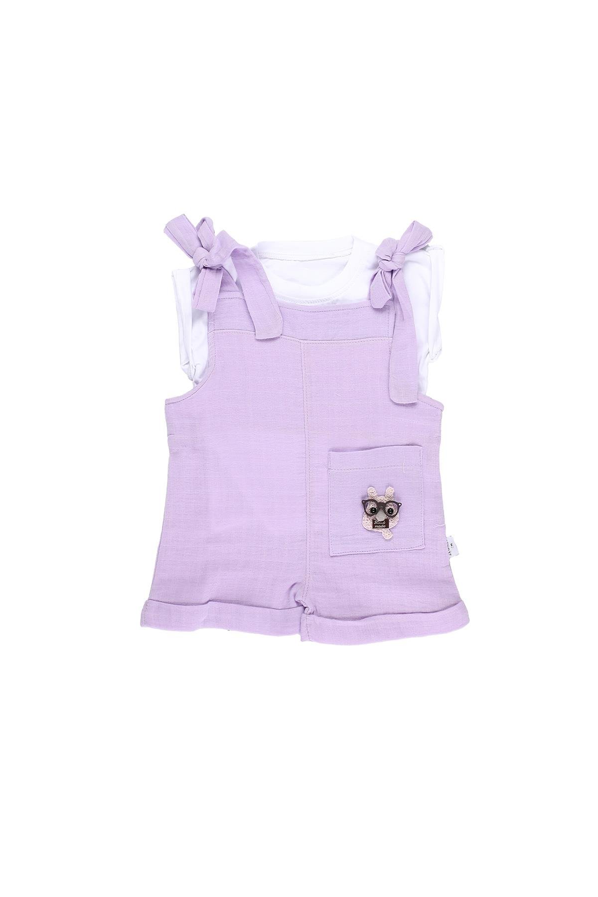 Mimbo Kids Kız Bebek Askılı Tulum ve Tişört 2'li Takım