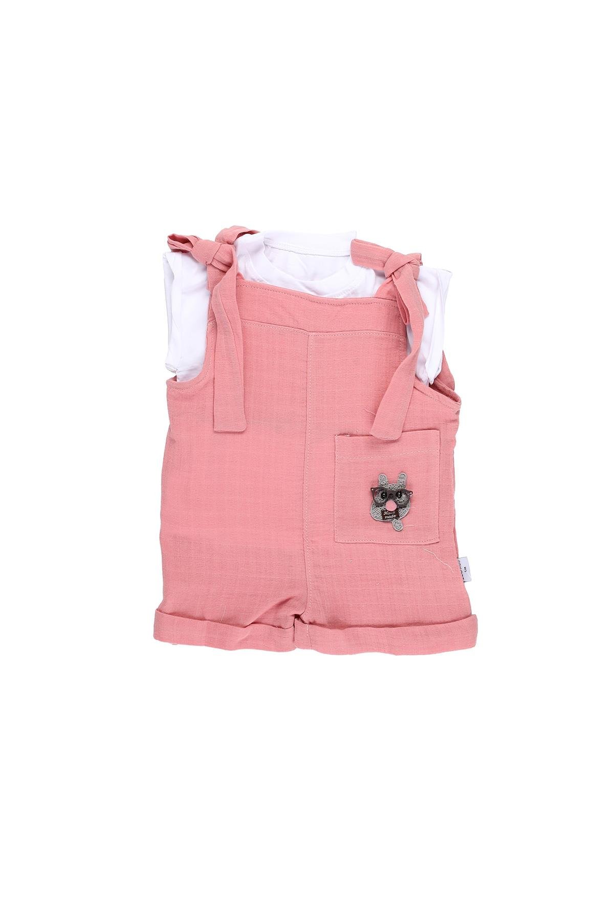 Mimbo Kids Kız Bebek Askılı Tulum ve Tişört 2'li Takım