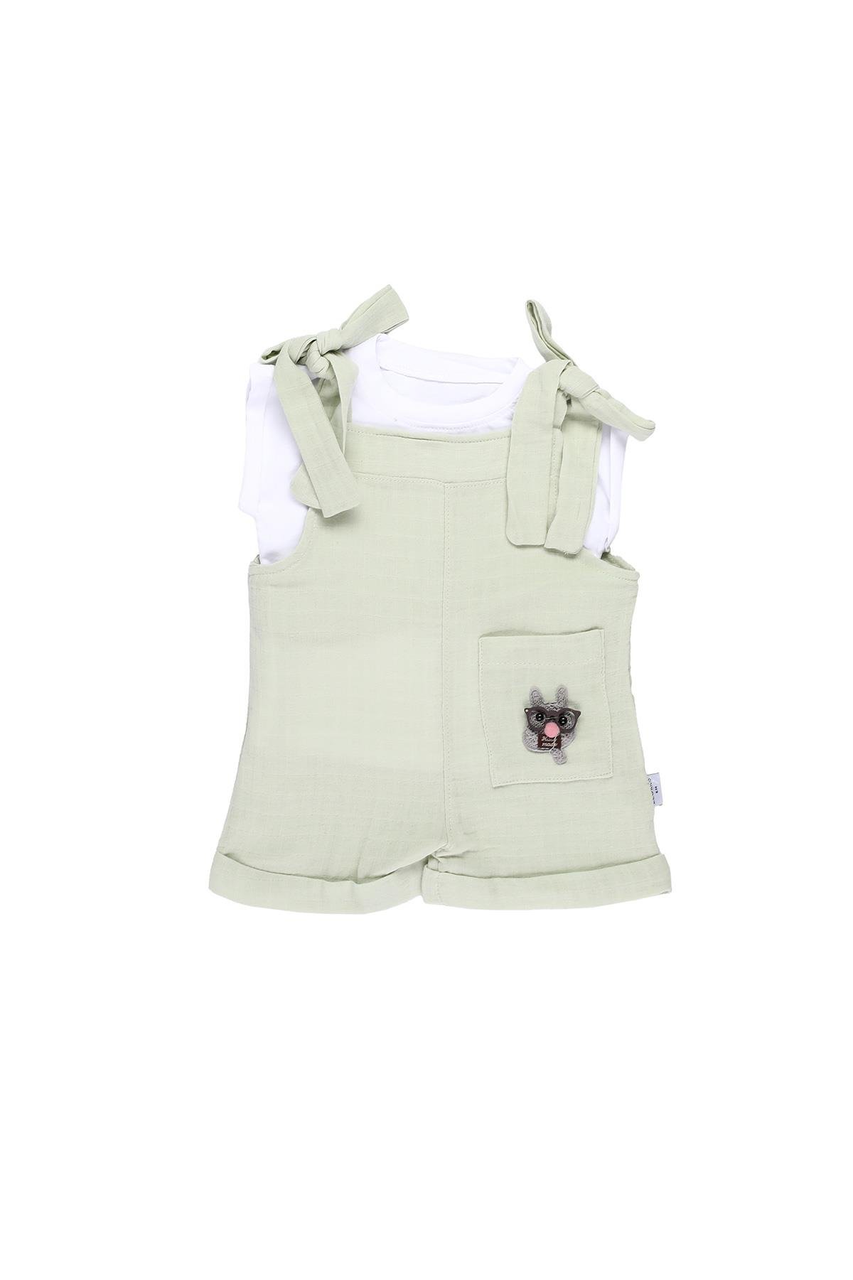 Mimbo Kids Kız Bebek Askılı Tulum ve Tişört 2'li Takım