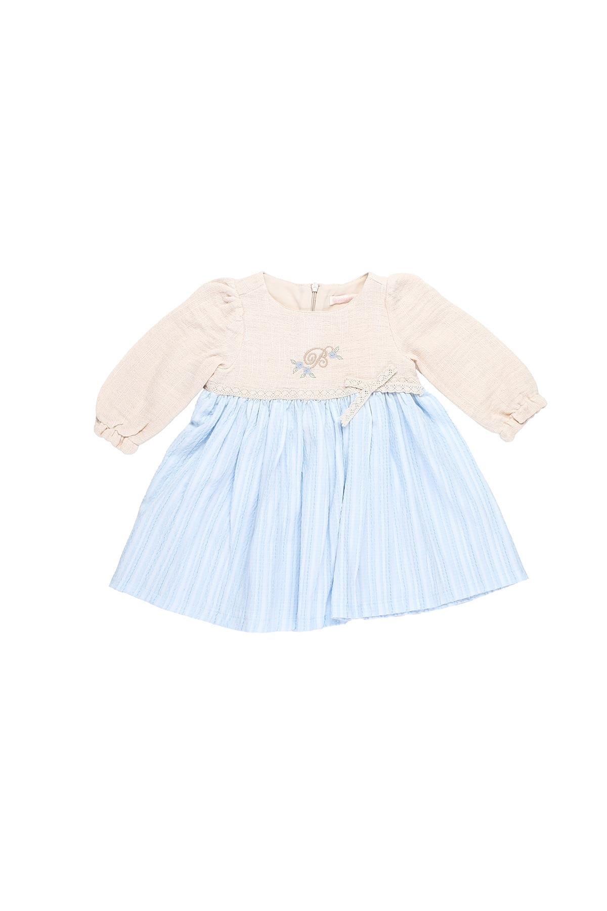 Mimbo Kids Kız Bebek Fiyonklu Nakışlı Elbise