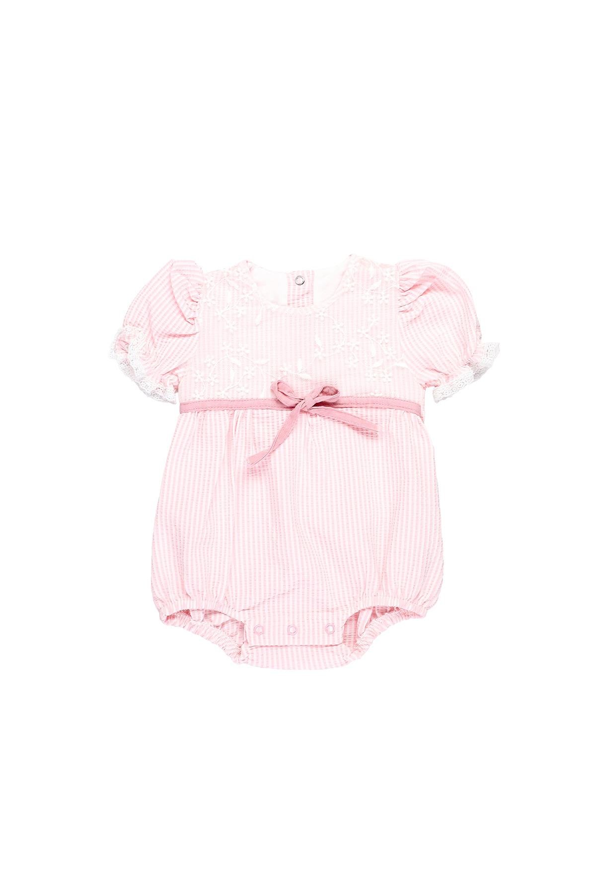 Mimbo Kids Kız Bebek Gofreli Kumaş Biyeli Slim Tulum