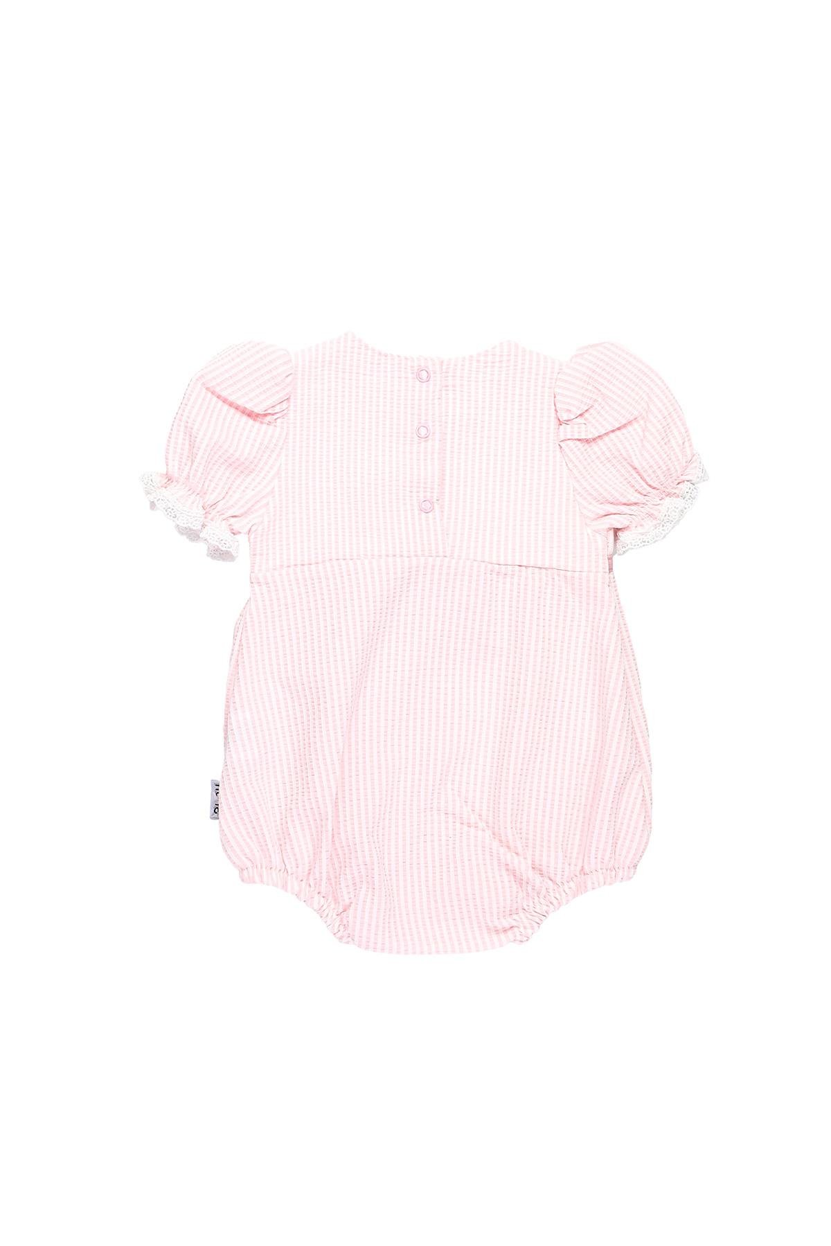 Mimbo Kids Kız Bebek Gofreli Kumaş Biyeli Slim Tulum
