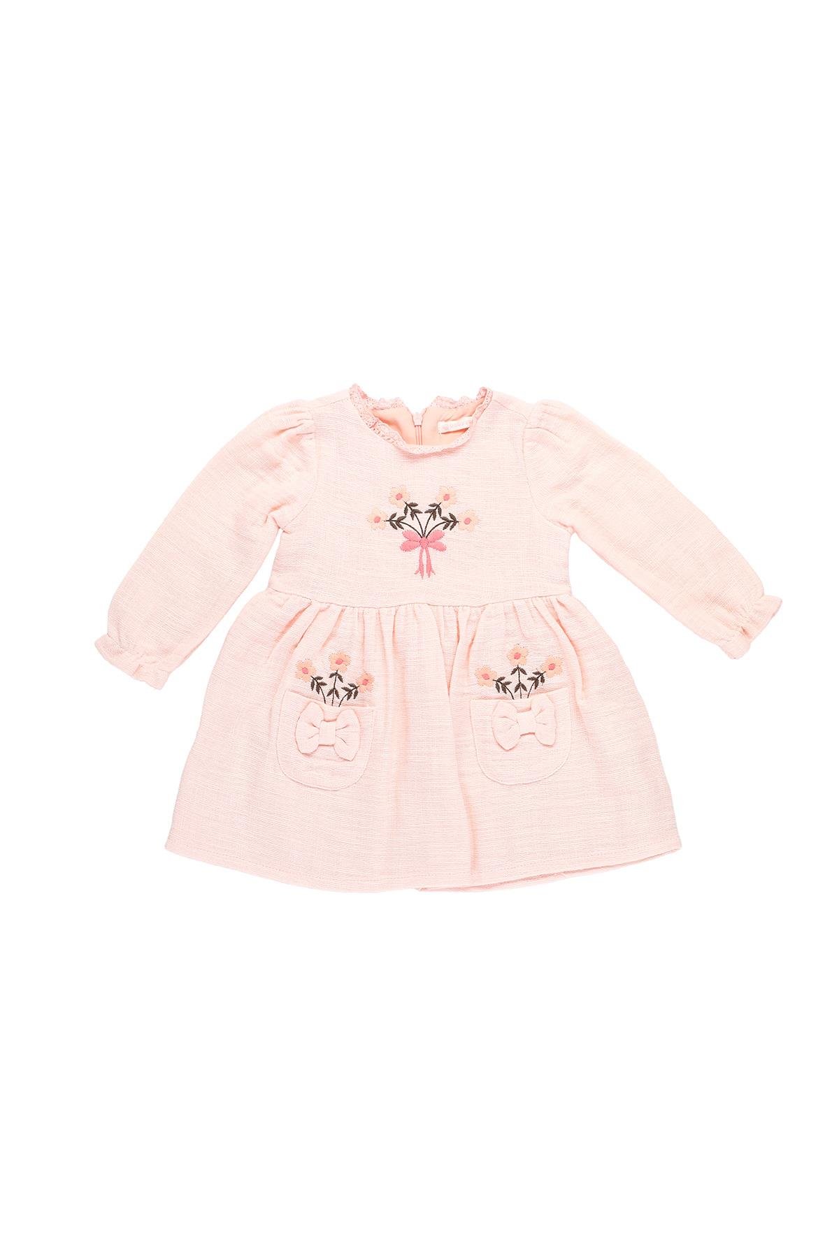 Mimbo Kids Kız Çocuk Çiçek İşlemeli Elbise