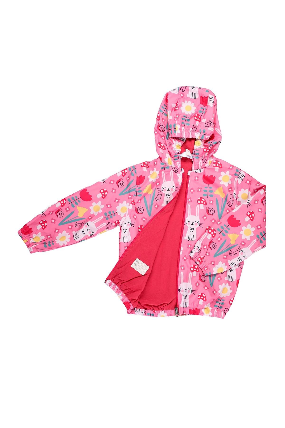 Mimbo Kids Kız Çocuk Kırık Beyaz Renkli Desenli Yağmurluk