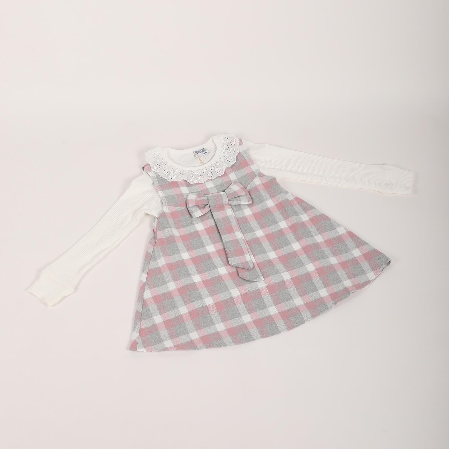 Mimbo Kids Kız Çocuk Scuba Ekoseli Elbise Body Takım