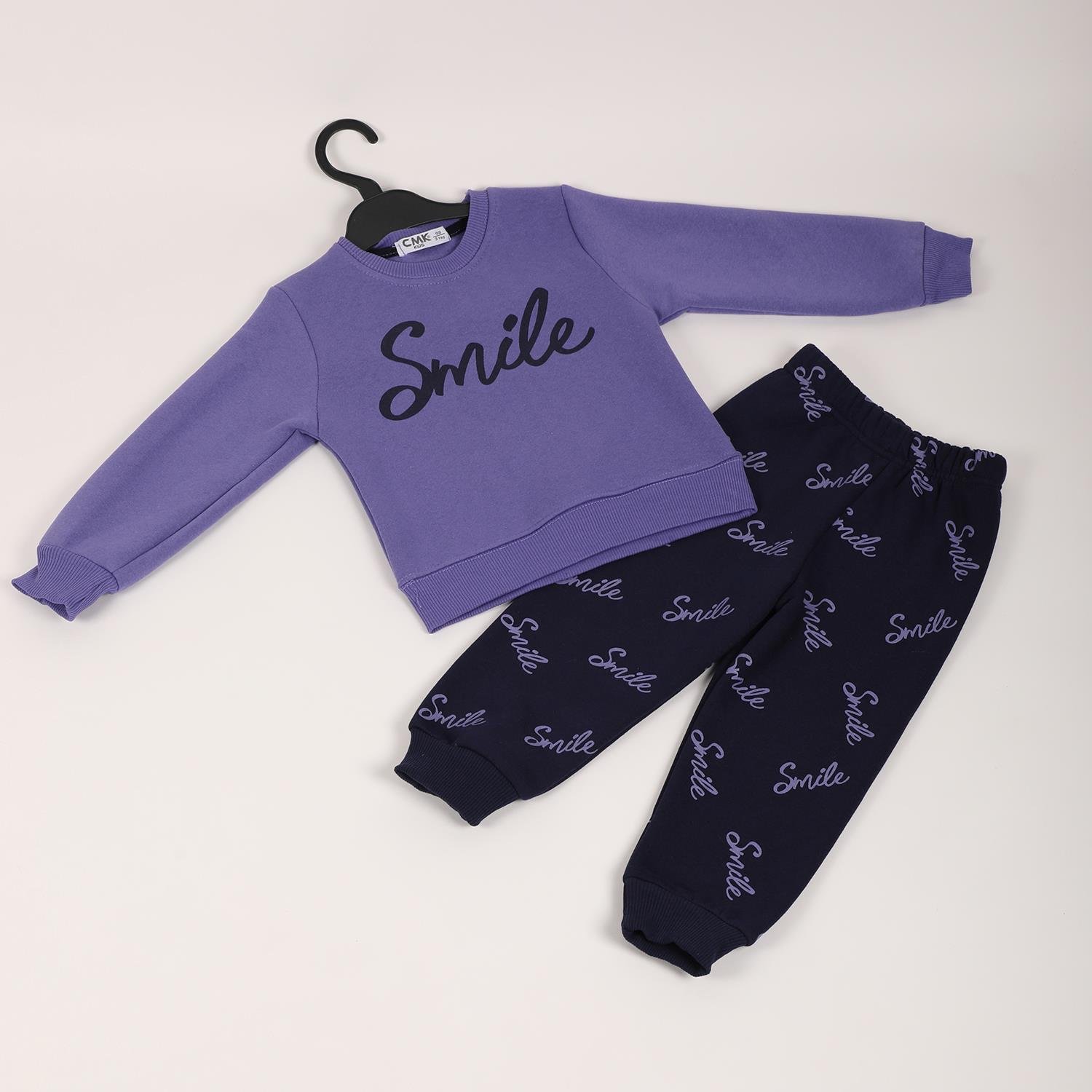 Mimbo Kids Kız Çocuk Smile Yazılı Denim Eşofman Takımı