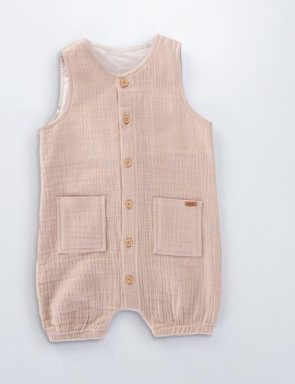 Unisex Bebek Muslin Kumaş Tulum