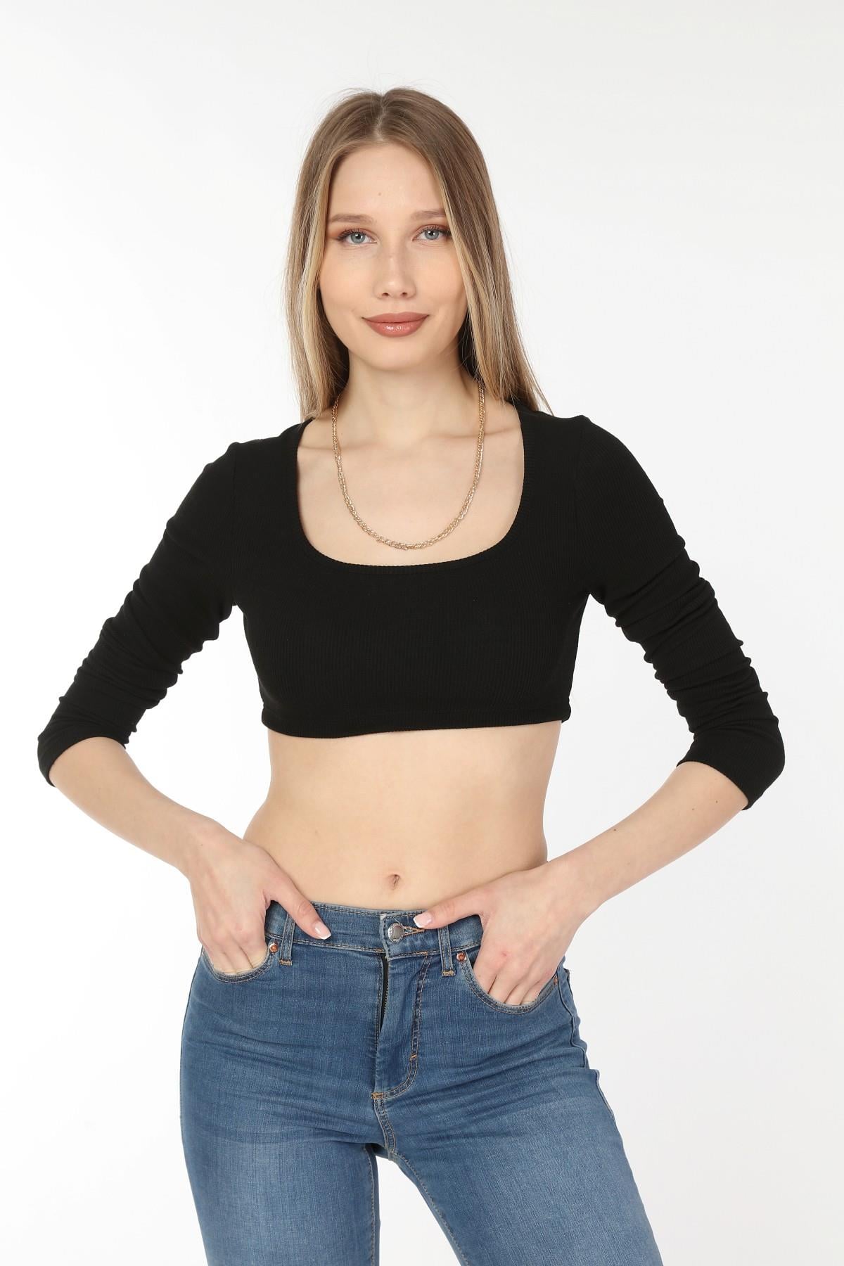 KARE YAKA SÜPER CROP TOP