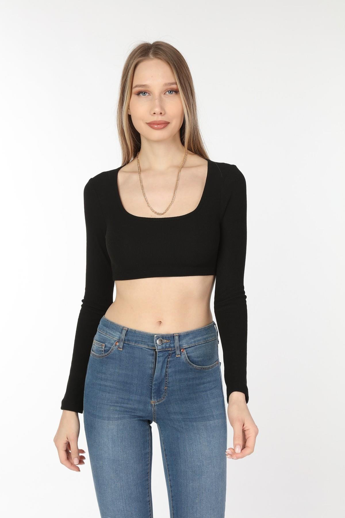 KARE YAKA SÜPER CROP TOP