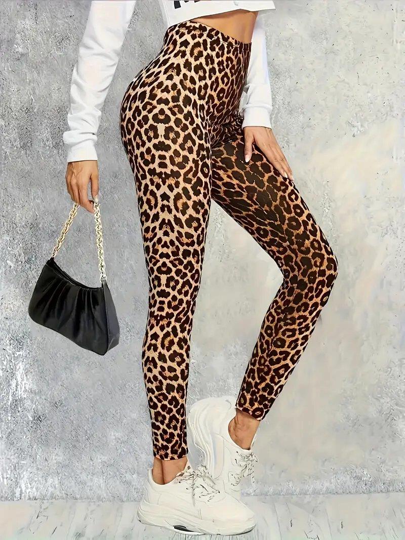 leopar desenli slim fit ince micro tayt