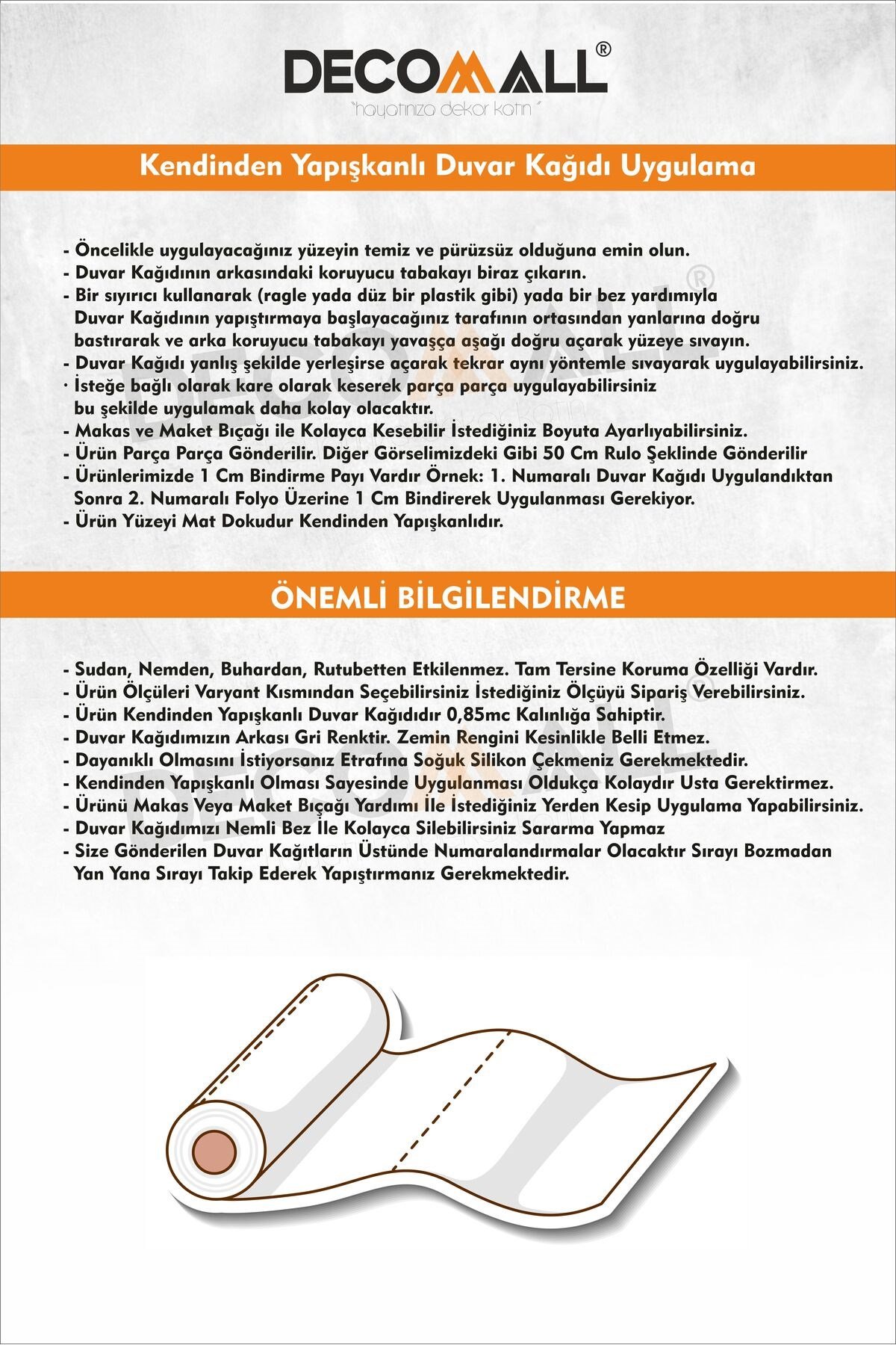 ( DK-2 ) Dekoratif Kendinden Yapışkanlı Duvar Fayans Kaplama Folyosu Duvar Kağıdı Silinebilir Tek