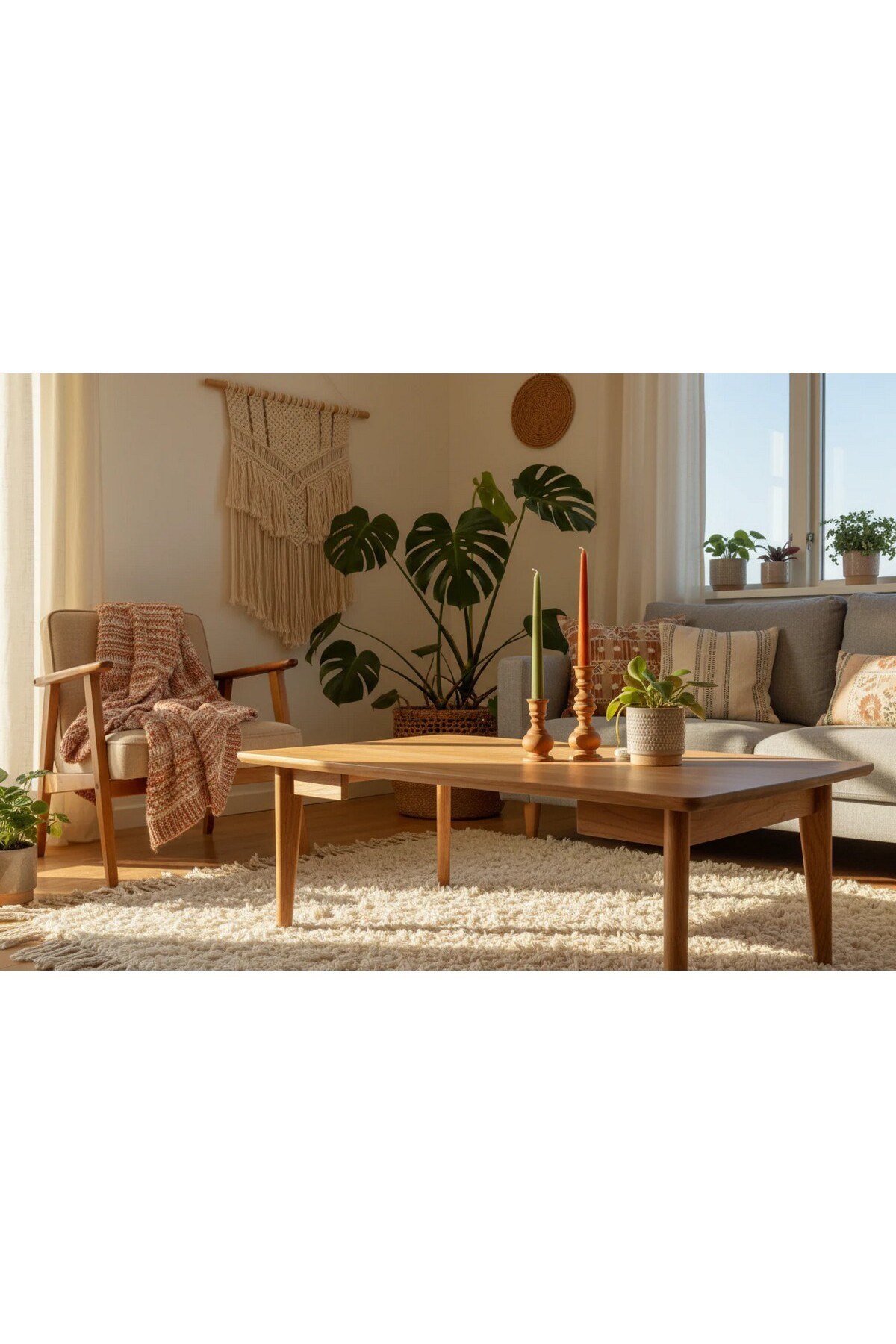 ( MUM 21 ) 2'li El Yapımı Doğal Ahşap Vazo Şamdan Mumluk 15x10 cm Modern Dekoratif İskandinav Masif Mumluk