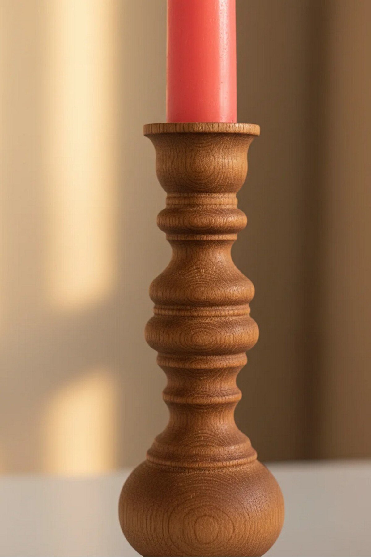 ( MUM 21 ) 2'li El Yapımı Doğal Ahşap Vazo Şamdan Mumluk 15x10 cm Modern Dekoratif İskandinav Masif Mumluk