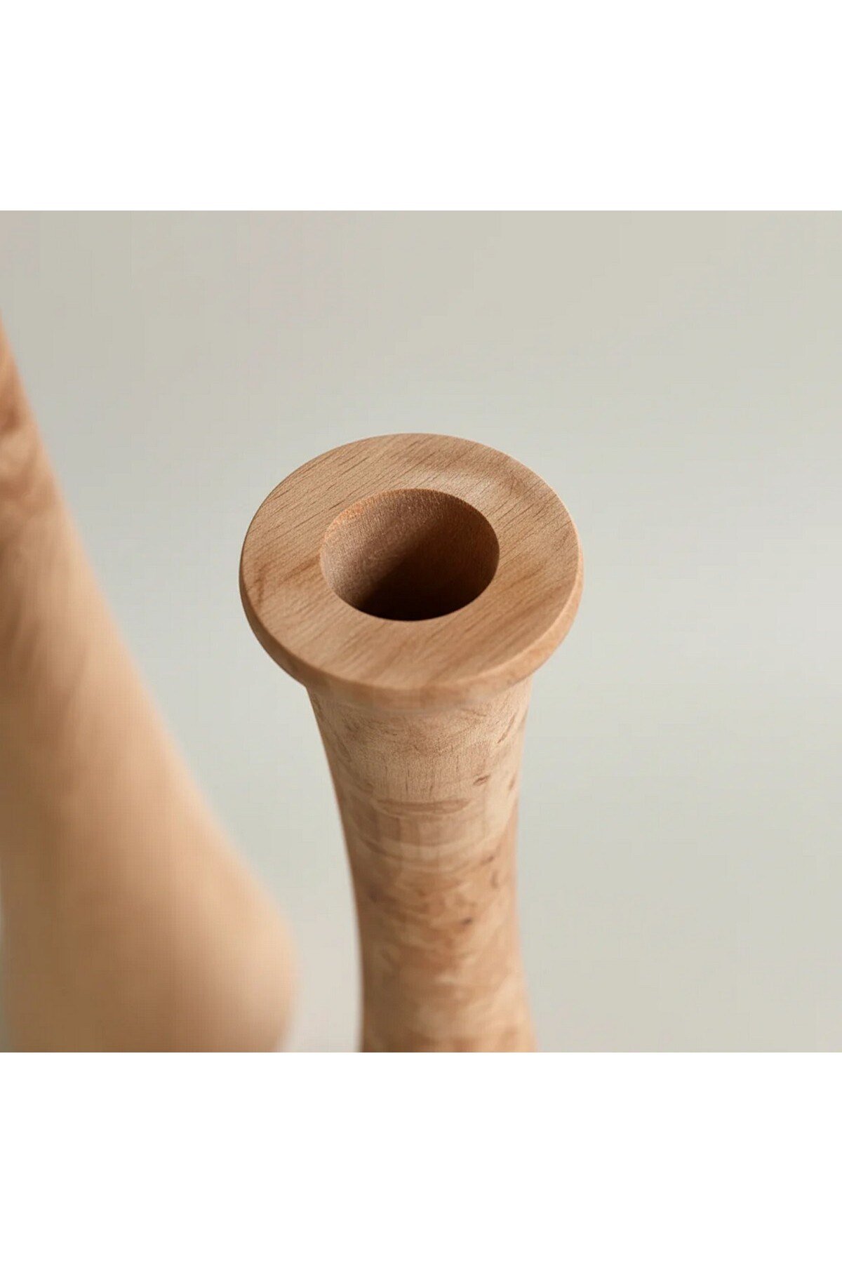 ( VZ 5 ) 2'li El Yapımı Doğal Ahşap Vazo Şamdan Mumluk 30x25 cm Modern Dekoratif İskandinav Masif Mumluk