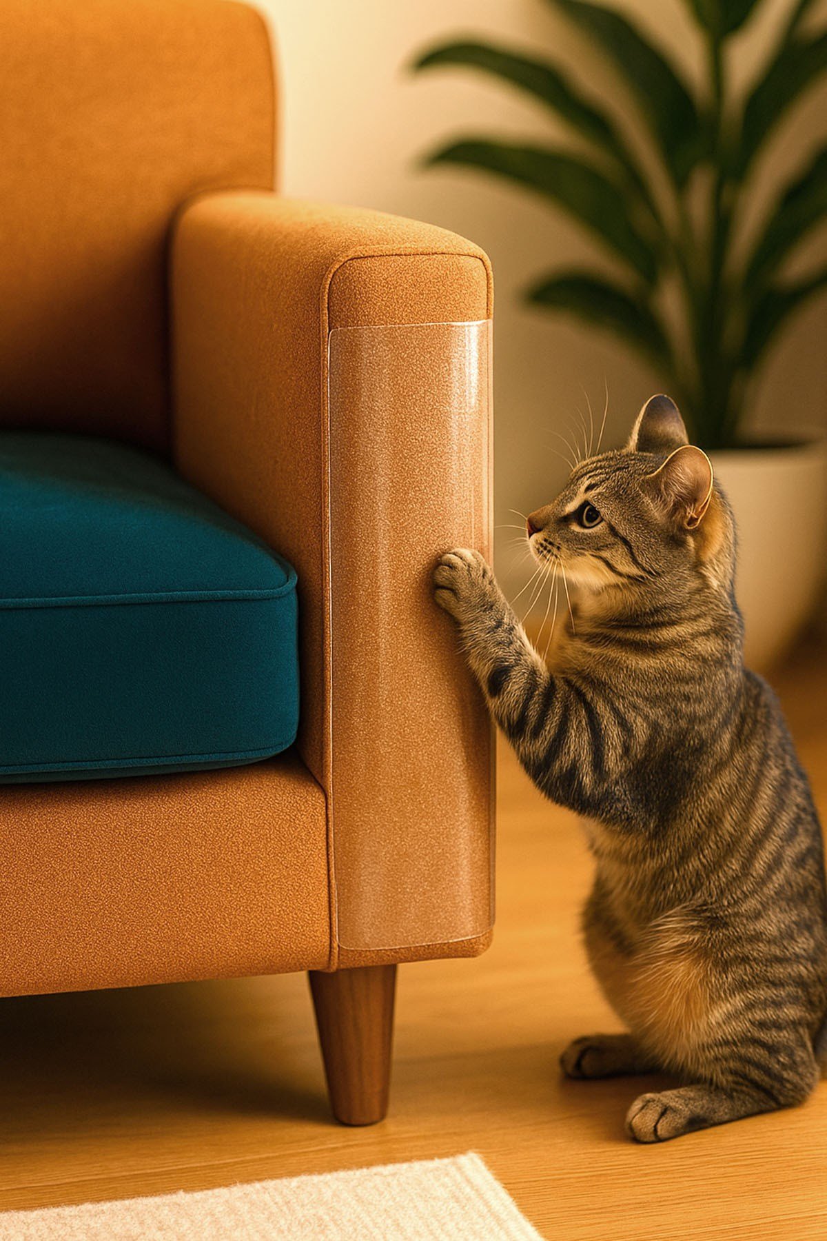 10 Adet Kedi Koltuk Tırmalama Koruyucu 20x50 Cm Şeffaf Yapışkanlı Mobilya Tırmalama Önleyici Bandı