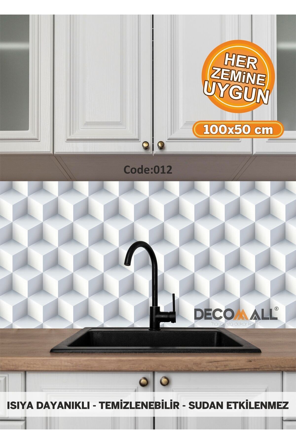 12 Code YAPIŞKANLI DESENLİ FOLYO DUVAR DOLAP MUTFAK TEZGAH ARASI FOLYO KAPLAMA(50x100cm)