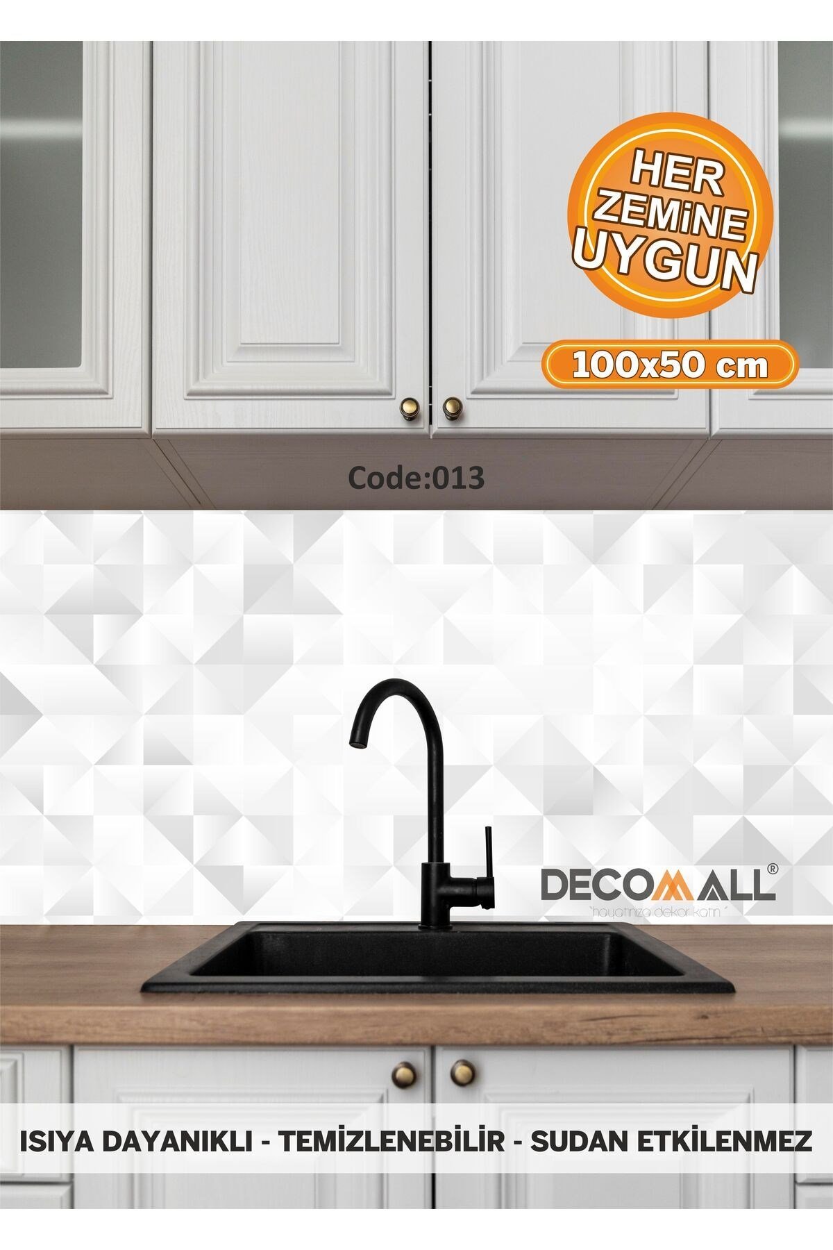 13 Code YAPIŞKANLI DESENLİ FOLYO DUVAR DOLAP MUTFAK TEZGAH ARASI FOLYO KAPLAMA(50x100cm)