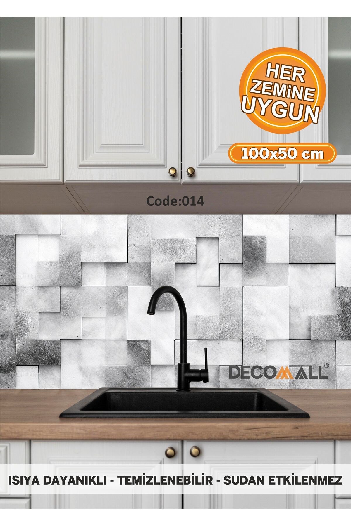14 Code YAPIŞKANLI DESENLİ FOLYO DUVAR DOLAP MUTFAK TEZGAH ARASI FOLYO KAPLAMA(50x100cm)