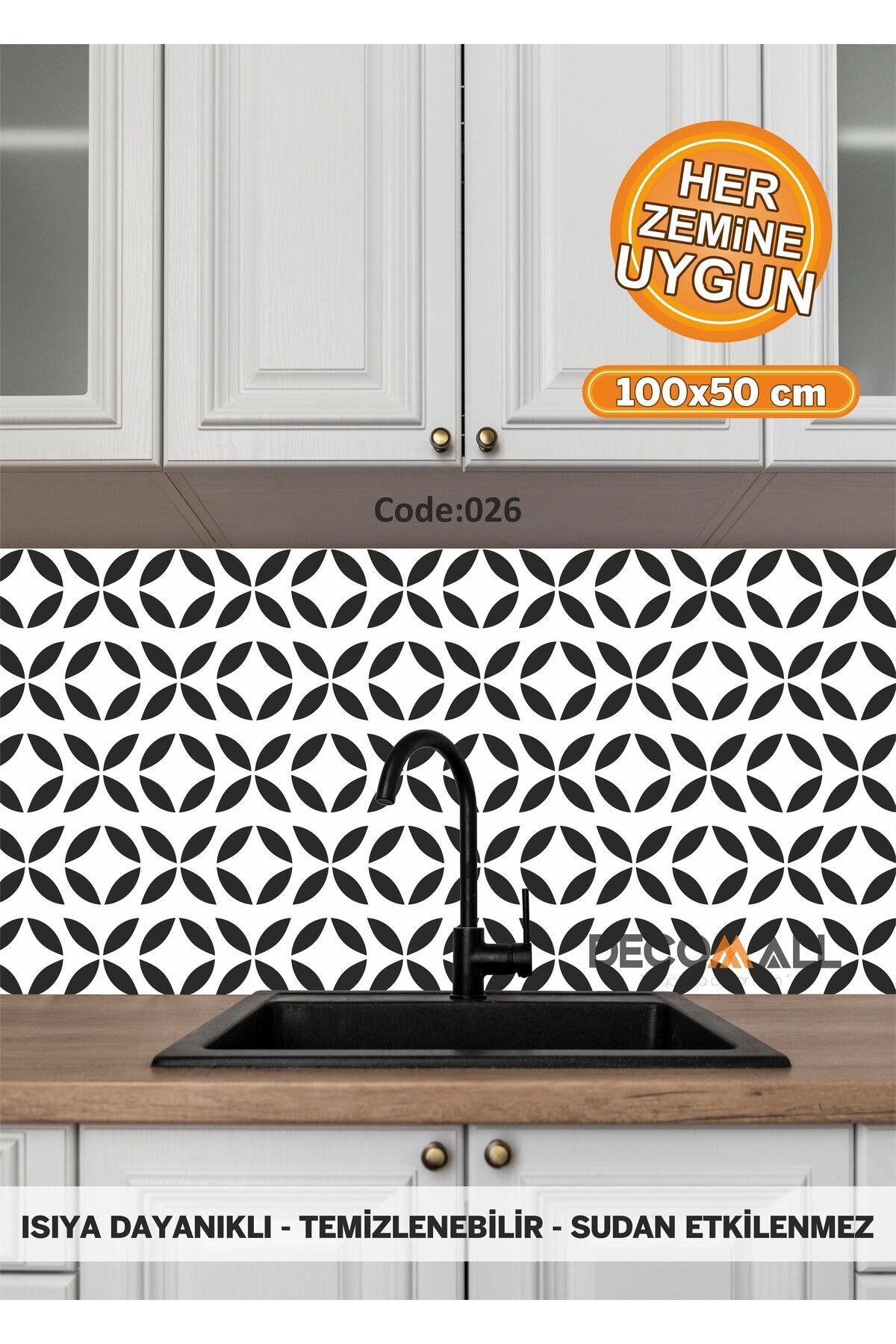 26 Code YAPIŞKANLI DESENLİ FOLYO DUVAR DOLAP MUTFAK TEZGAH ARASI FOLYO KAPLAMA(50x100cm)