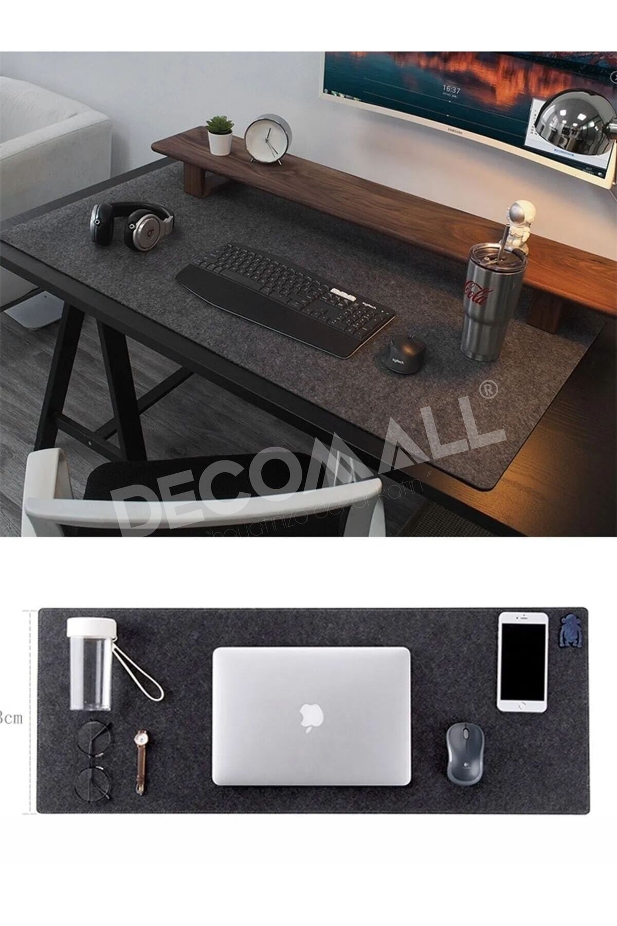 (30 x 100) Keçe Çalışma Masası Düzenleme Ve Oyuncu Mouse Pedi Masa Üstü Düzenleyici 30x100 Cm