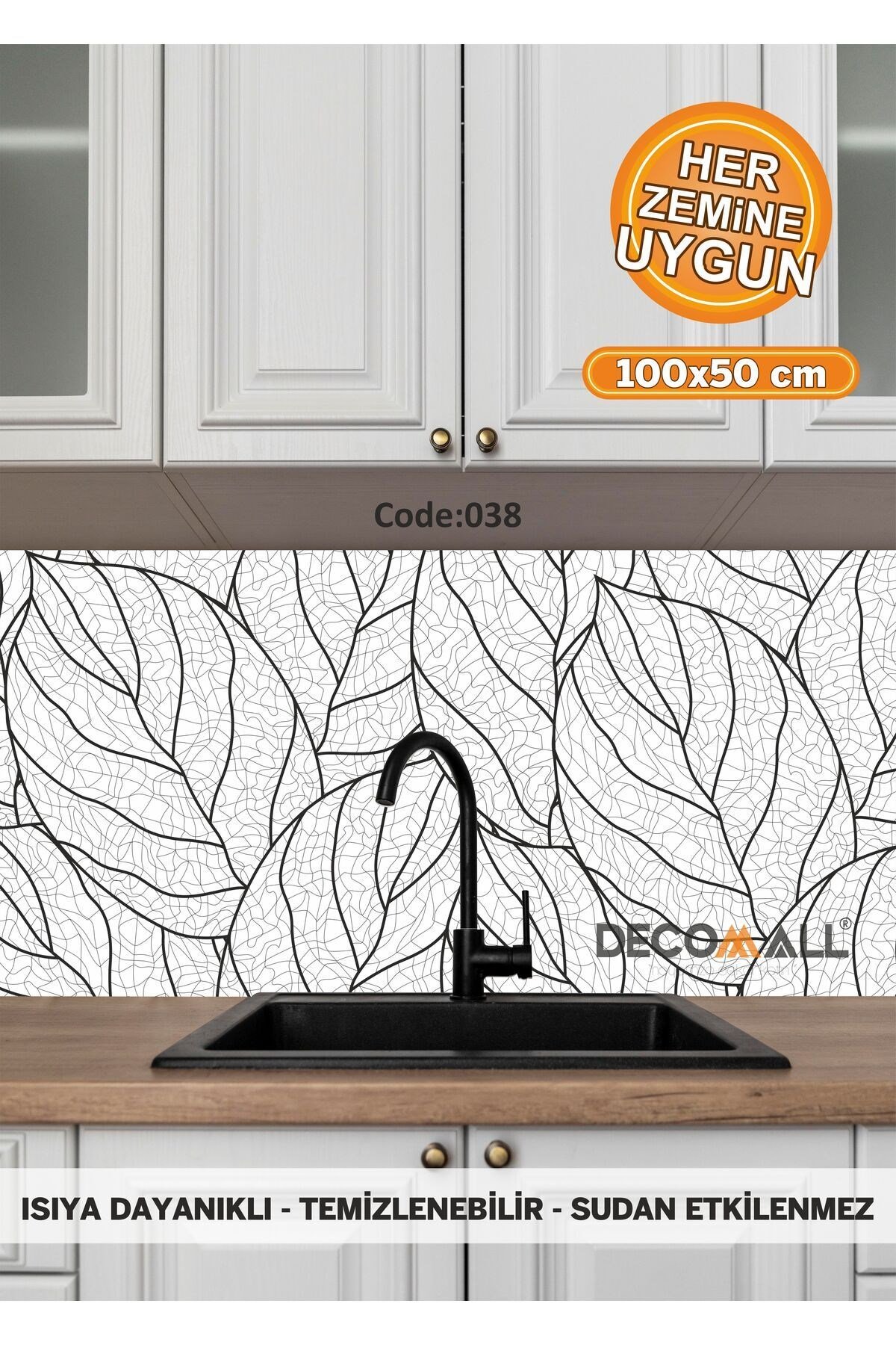 38 Code YAPIŞKANLI DESENLİ FOLYO DUVAR DOLAP MUTFAK TEZGAH ARASI FOLYO KAPLAMA(50x100cm)