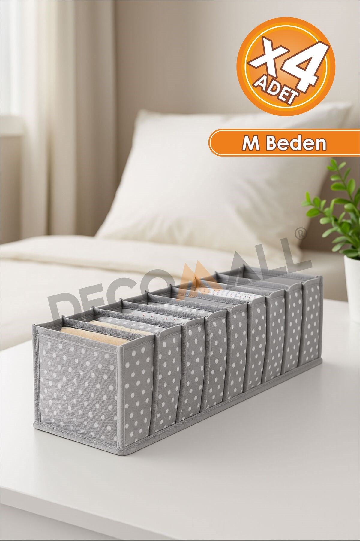 4 Adet 11 Gözlü Gri Benekli Çekmece Içi Düzenleyici Organizer Çok Amaçlı 42 X 14 X 14 Cm M Beden