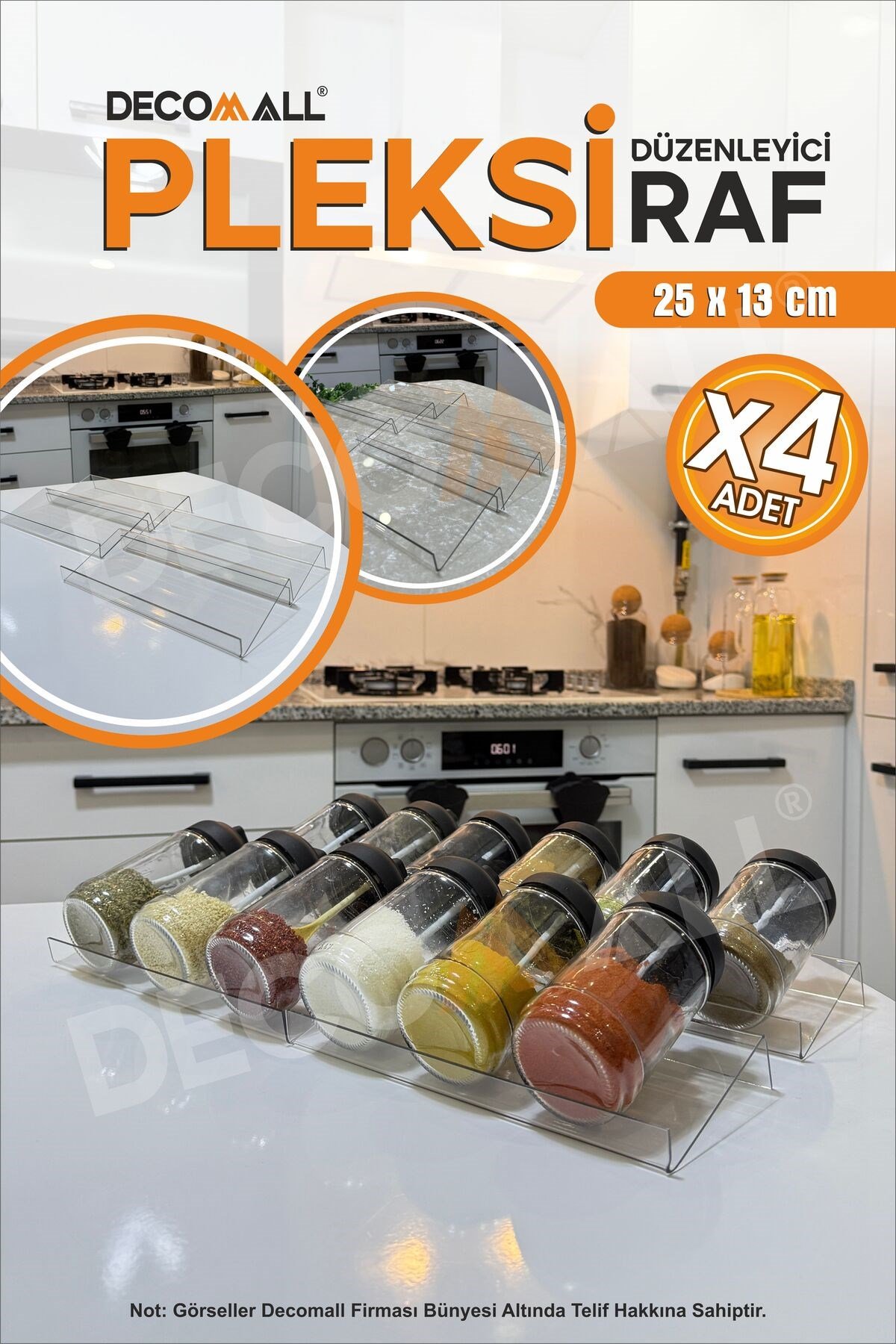 4 Adet Pleksi Şeffaf Stand Baharatlık Standı Çekmece Içi Düzenleyici