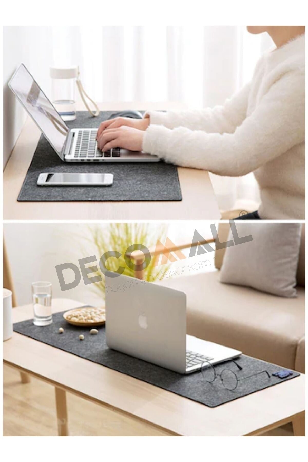 (40 x 100) Keçe Çalışma Masası Düzenleme Ve Oyuncu Mouse Pedi Masa Üstü Düzenleyici 40x100 Cm