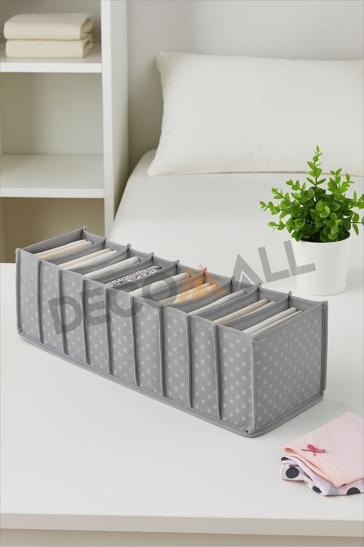 5 Adet 11 Gözlü Gri Benekli Çekmece Içi Düzenleyici Organizer Çok Amaçlı 42 X 14 X 14 Cm M Beden