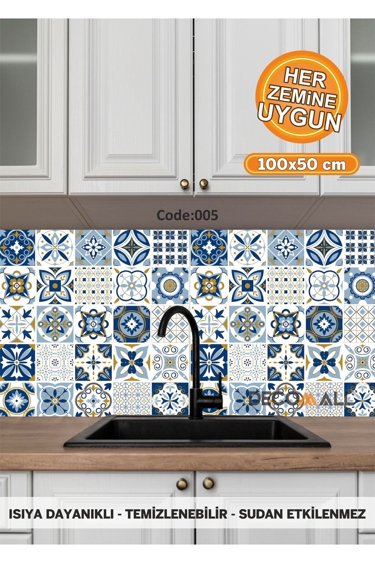 5 Code YAPIŞKANLI DESENLİ FOLYO DUVAR DOLAP MUTFAK TEZGAH ARASI FOLYO KAPLAMA(50x100cm)