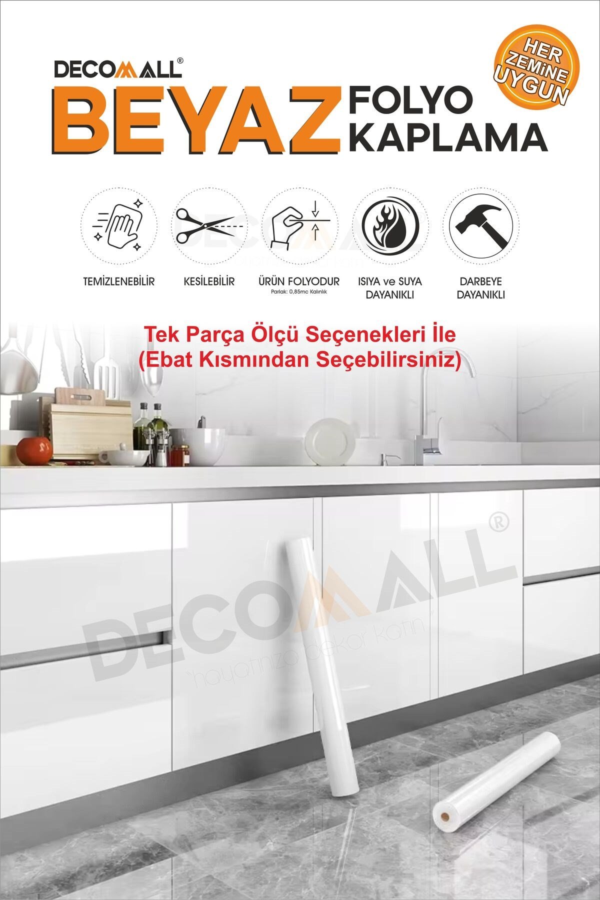 50 X 100 Beyaz Folyo Zemin Dolap Kaplama Parlak Beyaz Kendinden Yapışkanlı