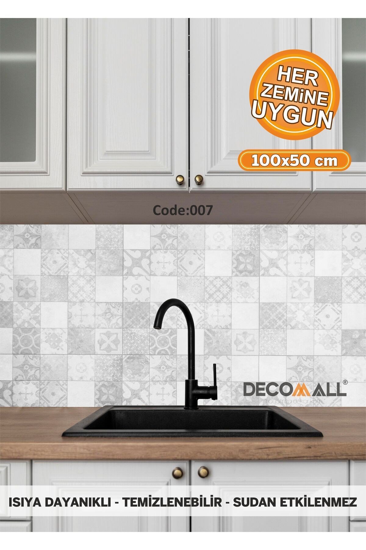 7 Code YAPIŞKANLI DESENLİ FOLYO DUVAR DOLAP MUTFAK TEZGAH ARASI FOLYO KAPLAMA(50x100cm)