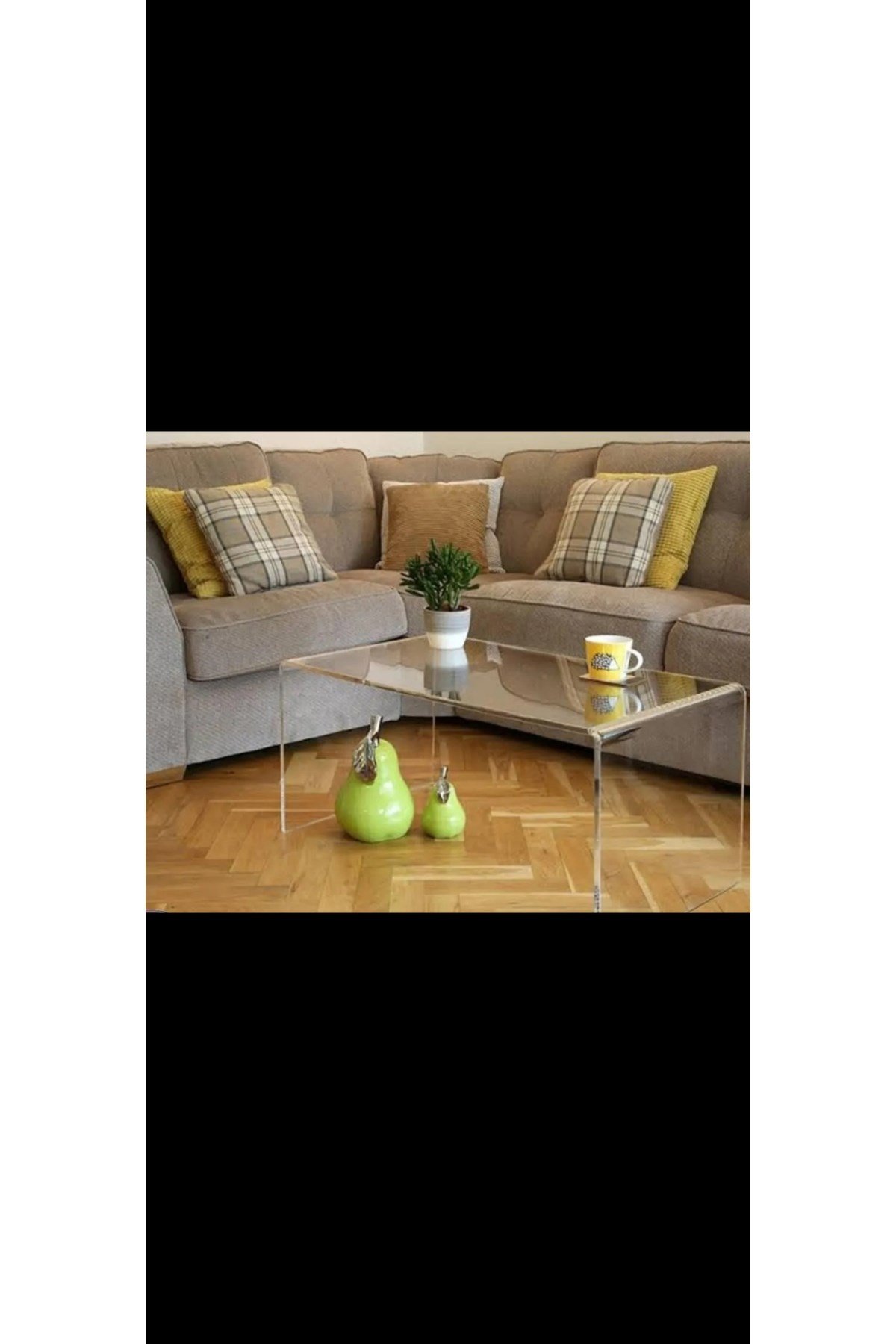 74x50 Yüksekliği 31 8 Mm Şeffaf Pleksi Orta Sehpa