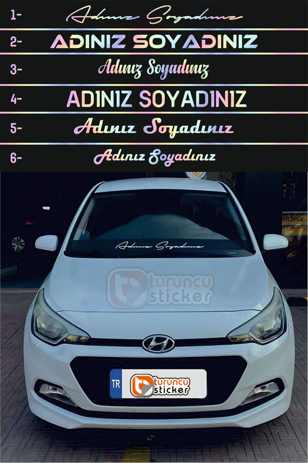 Ad Soyad Araç Sticker-İsim Soyisim Araba Yazısı-Araç Sticker-Ön Cam Araba Yazısı-Motosiklet Sticker
