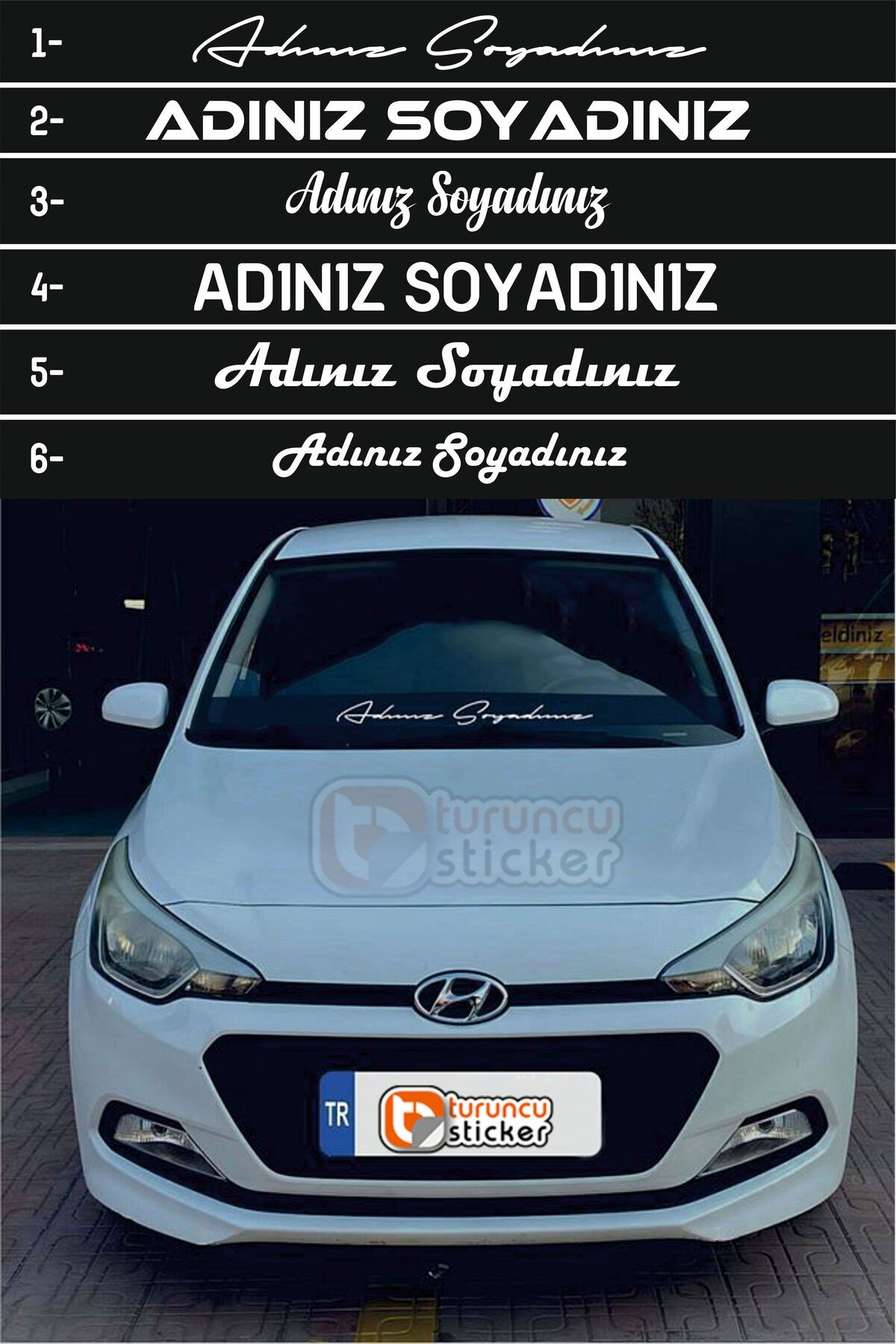 Ad Soyad Araç Sticker-İsim Soyisim Araba Yazısı-Araç Sticker-Ön Cam Araba Yazısı-Motosiklet Sticker
