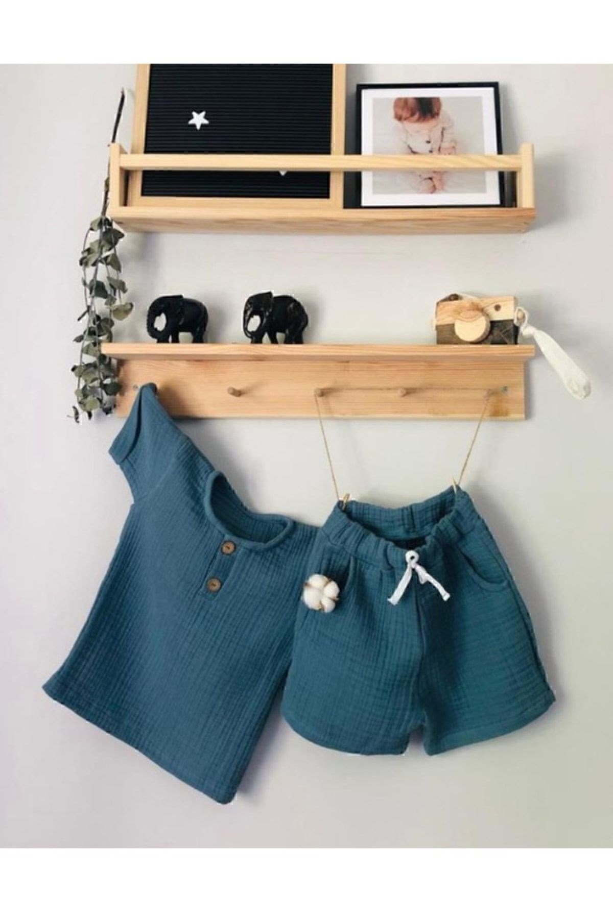 Ahşap Askılık Raf Ve Kitaplık Raf Eğitici Montessori Raf 2'li 40 Cm