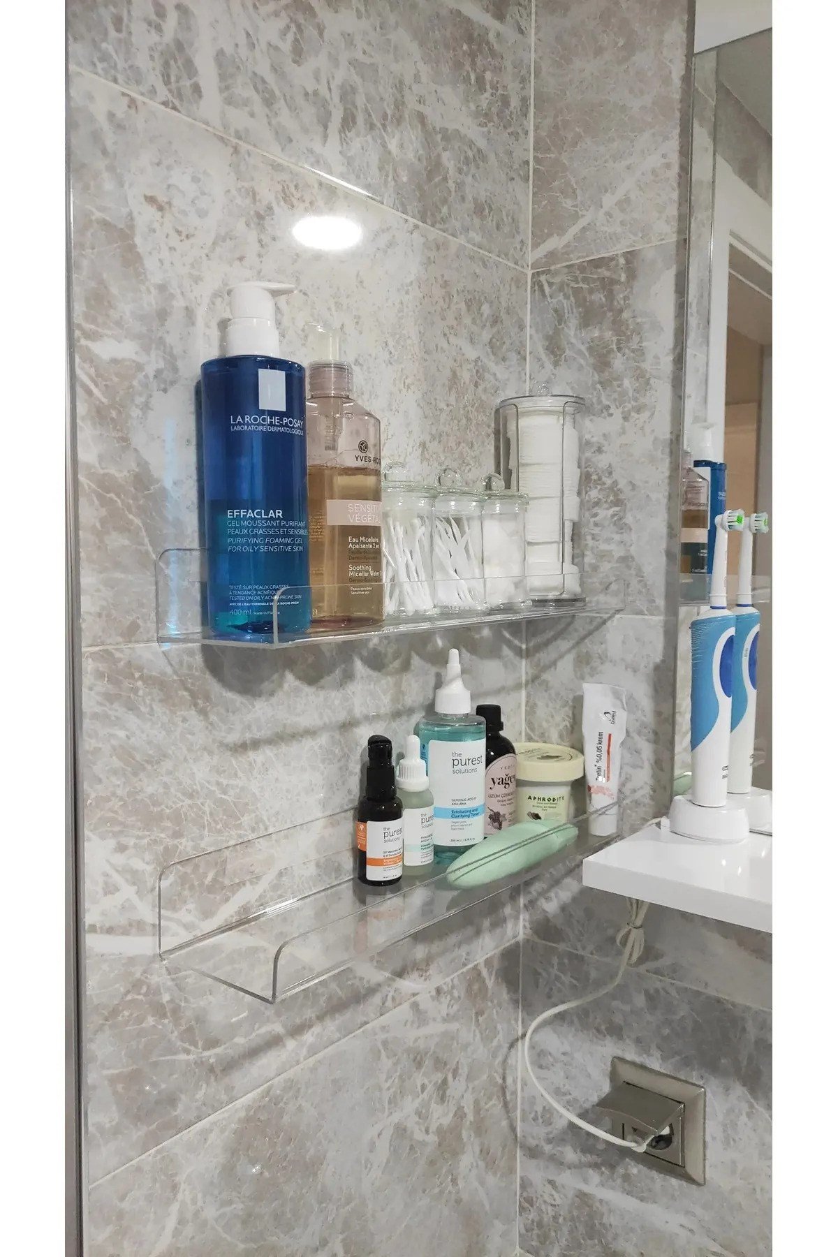 Banyo Düzenleyici Pleksi Raf 40cm X 10 Cm --jelatin Korumalarını Sökünüz--