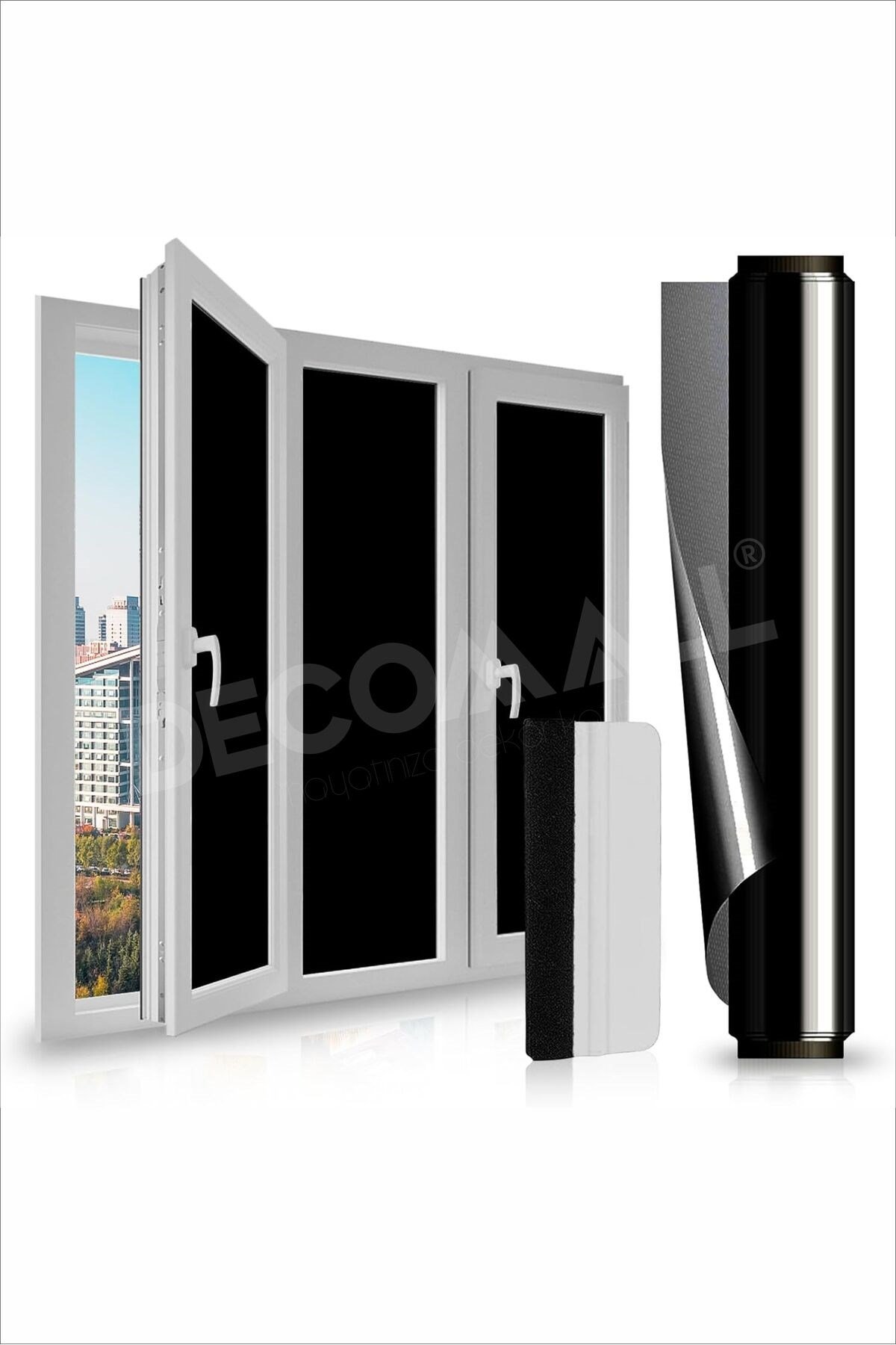 Cam Balkon Cam Filmi Kaplama Siyah Koyu Kaplama Güvenlik Filmi 50 cm x 200 cm