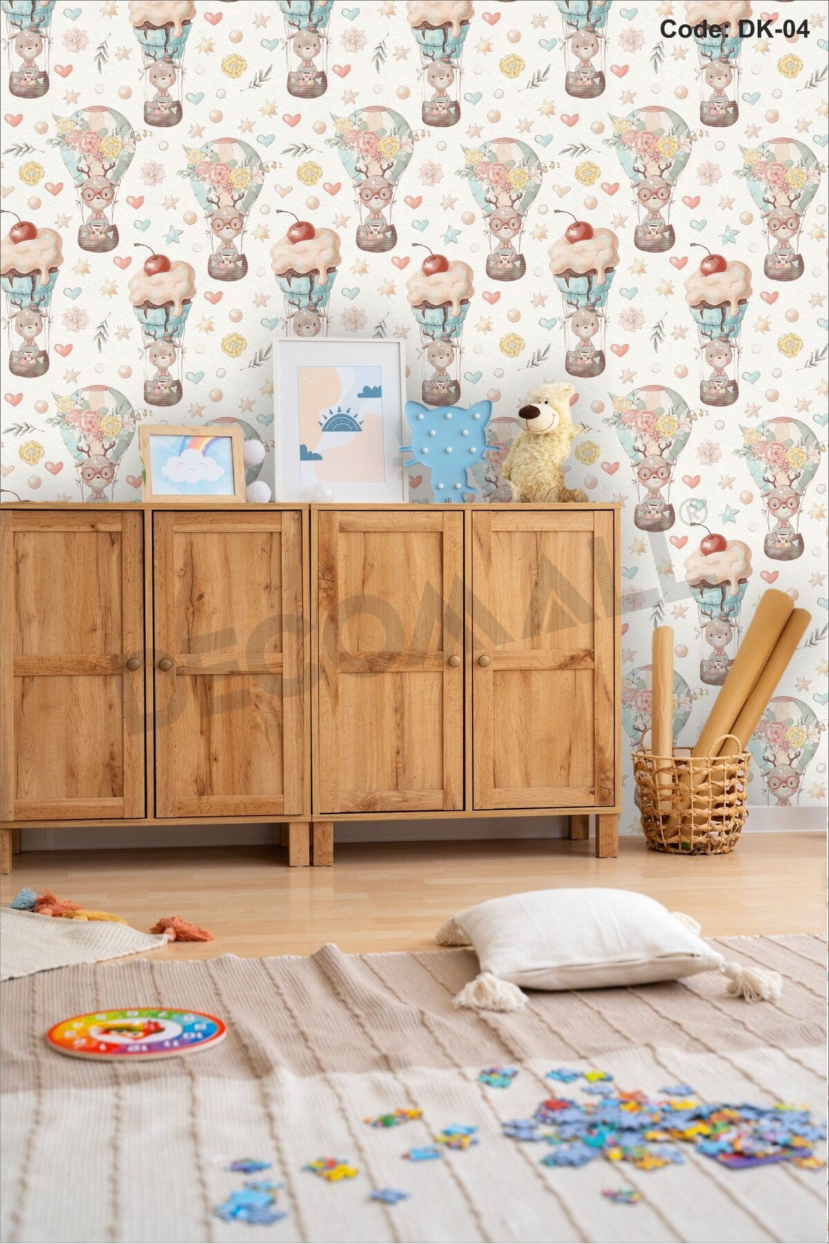 ÇDK-4 Balon Desenli Çocuk Bebek Odası Duvar Kağıdı Kendinden Yapışkanlı 50 cm x 10 m Tek Parça